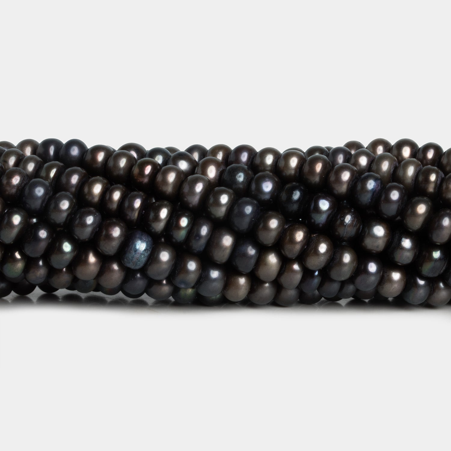 5 - 6mm Eggplant Button Pearl 16 inch 80 beads - The Bead Traders