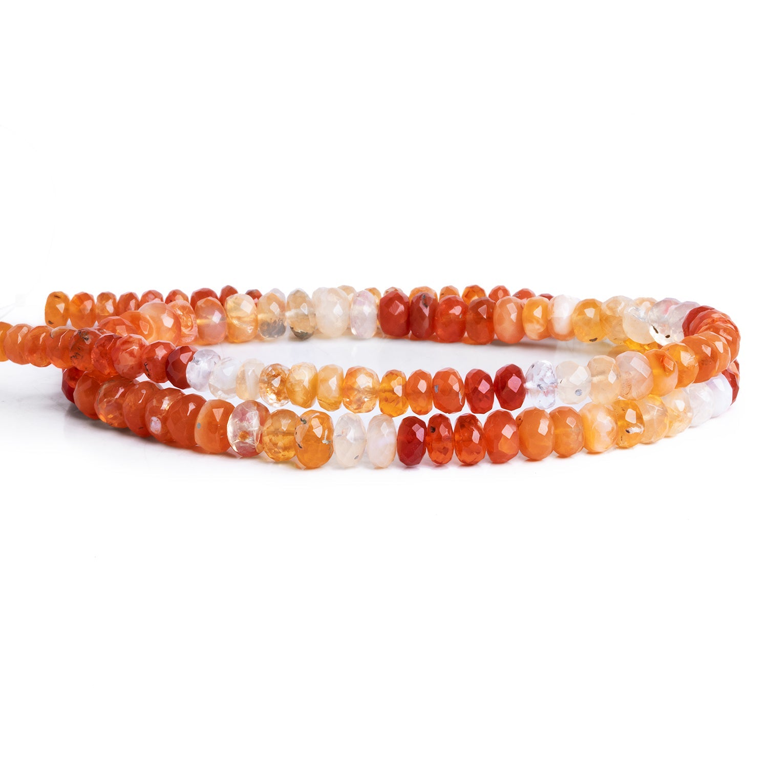 5 - 6mm Fire Opal Faceted Rondelles 16 inch 95 beads AA Grade - The Bead Traders