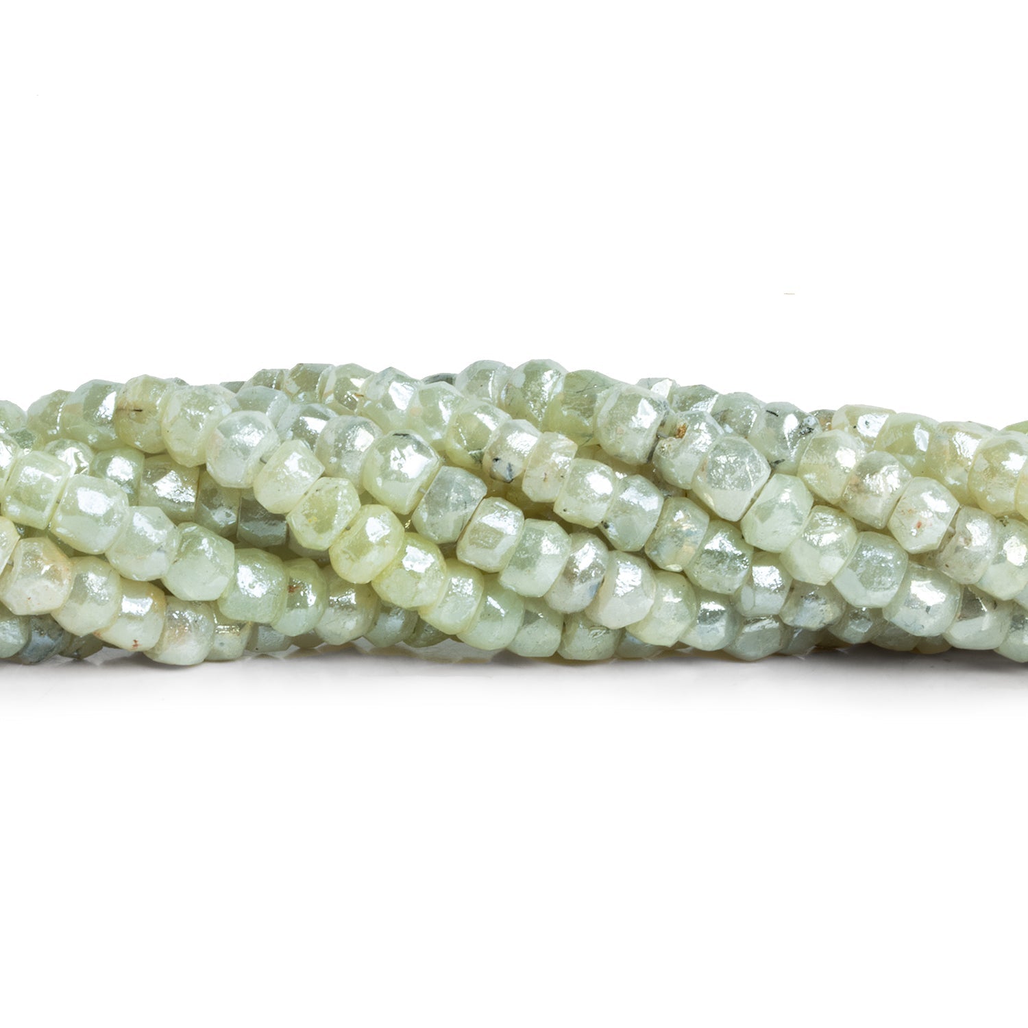 5 - 6mm Mystic Prehnite Faceted Rondelles 16 inch 110 beads - The Bead Traders