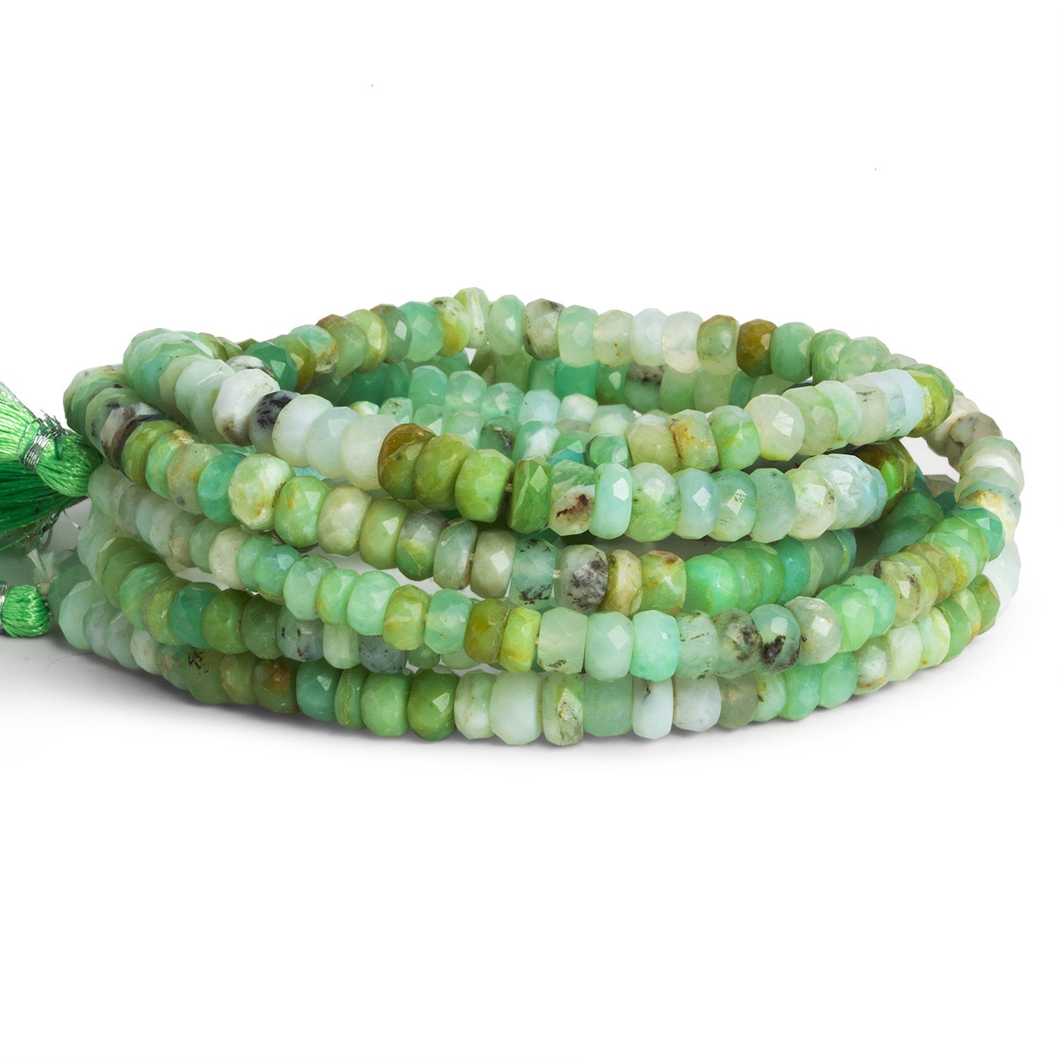 5 - 7mm Blue Peruvian Opal Faceted Rondelles 16 inch 110 beads - The Bead Traders