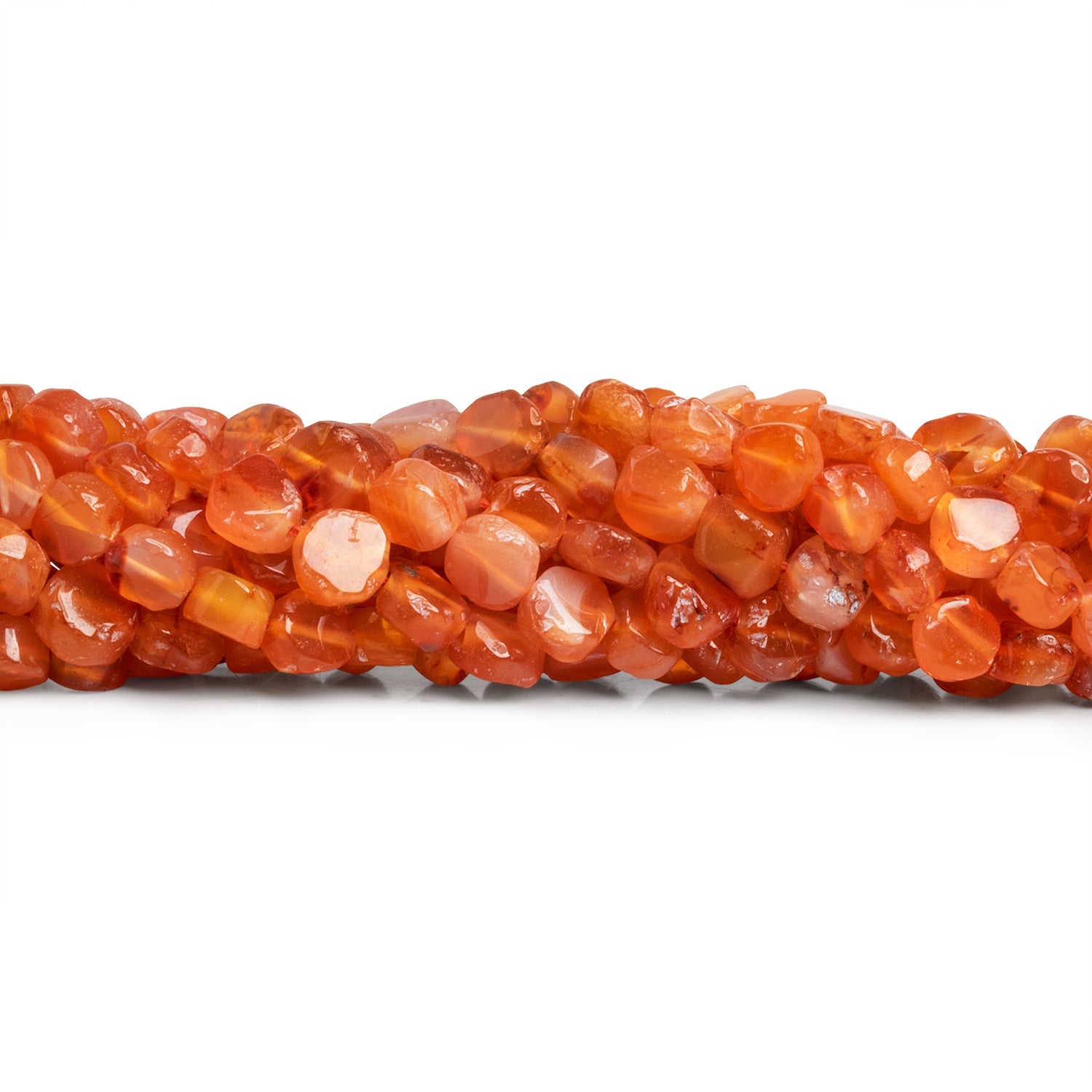 5 - 7mm Carnelian Handcut Coins 12 inch 45 beads - The Bead Traders