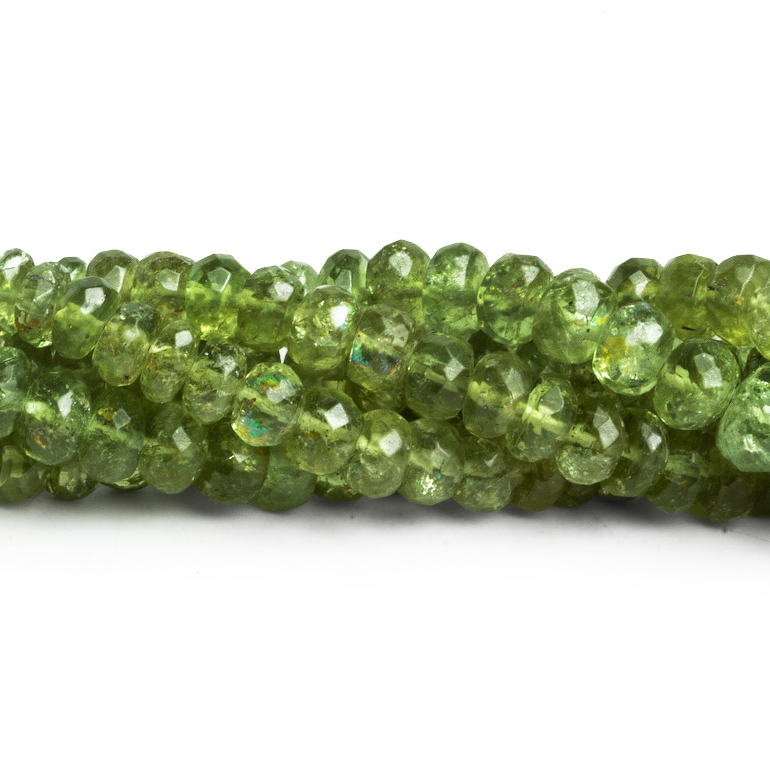 5 - 7mm Green Apatite Faceted Rondelles 18 inch 130 beads - The Bead Traders
