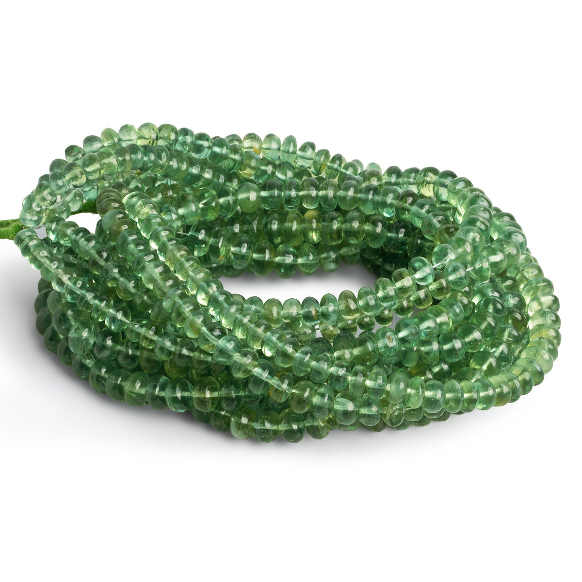 5-7mm Green Apatite Plain Rondelles 15 inch 110 beads - The Bead Traders