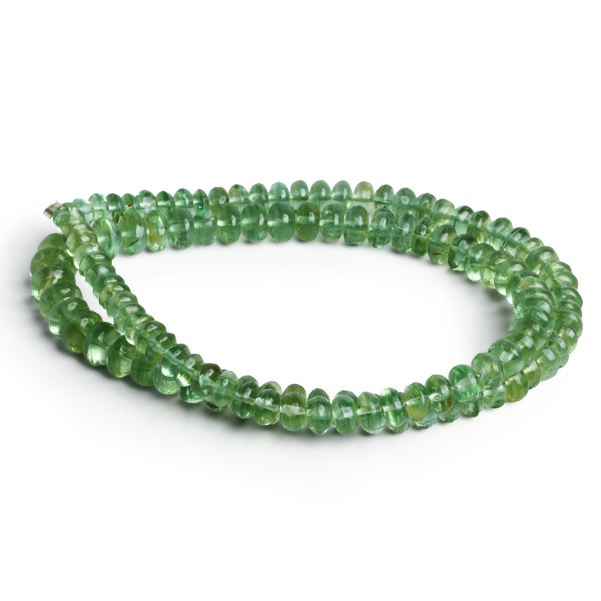 5-7mm Green Apatite Plain Rondelles 15 inch 110 beads - The Bead Traders