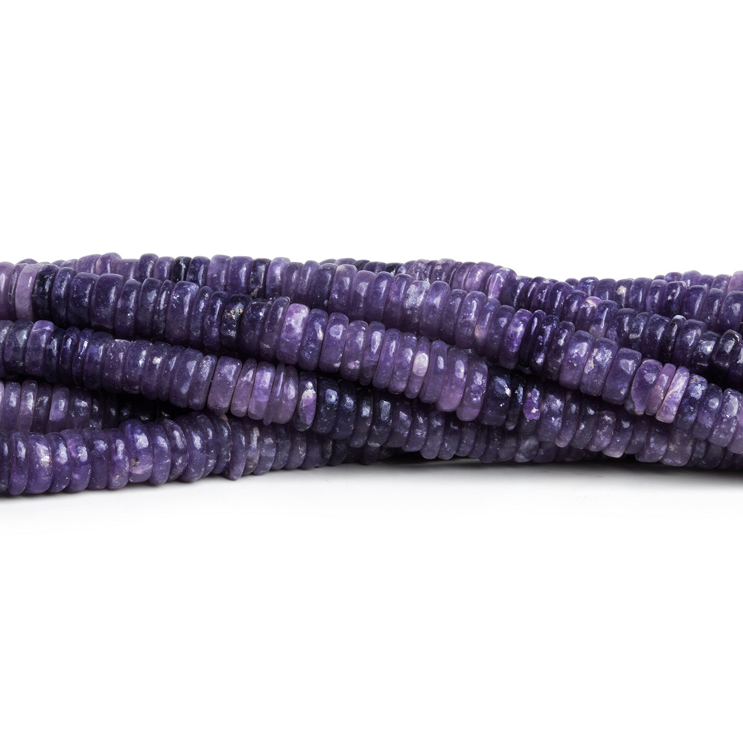 5 - 7mm Lepidolite Plain Heishis 16 inch 220 beads - The Bead Traders
