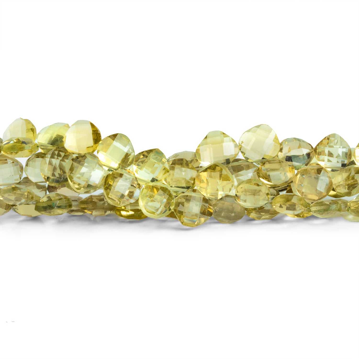 5 - 7mm Light Olive Quartz Faceted Squares 5 inch 45 beads - The Bead Traders