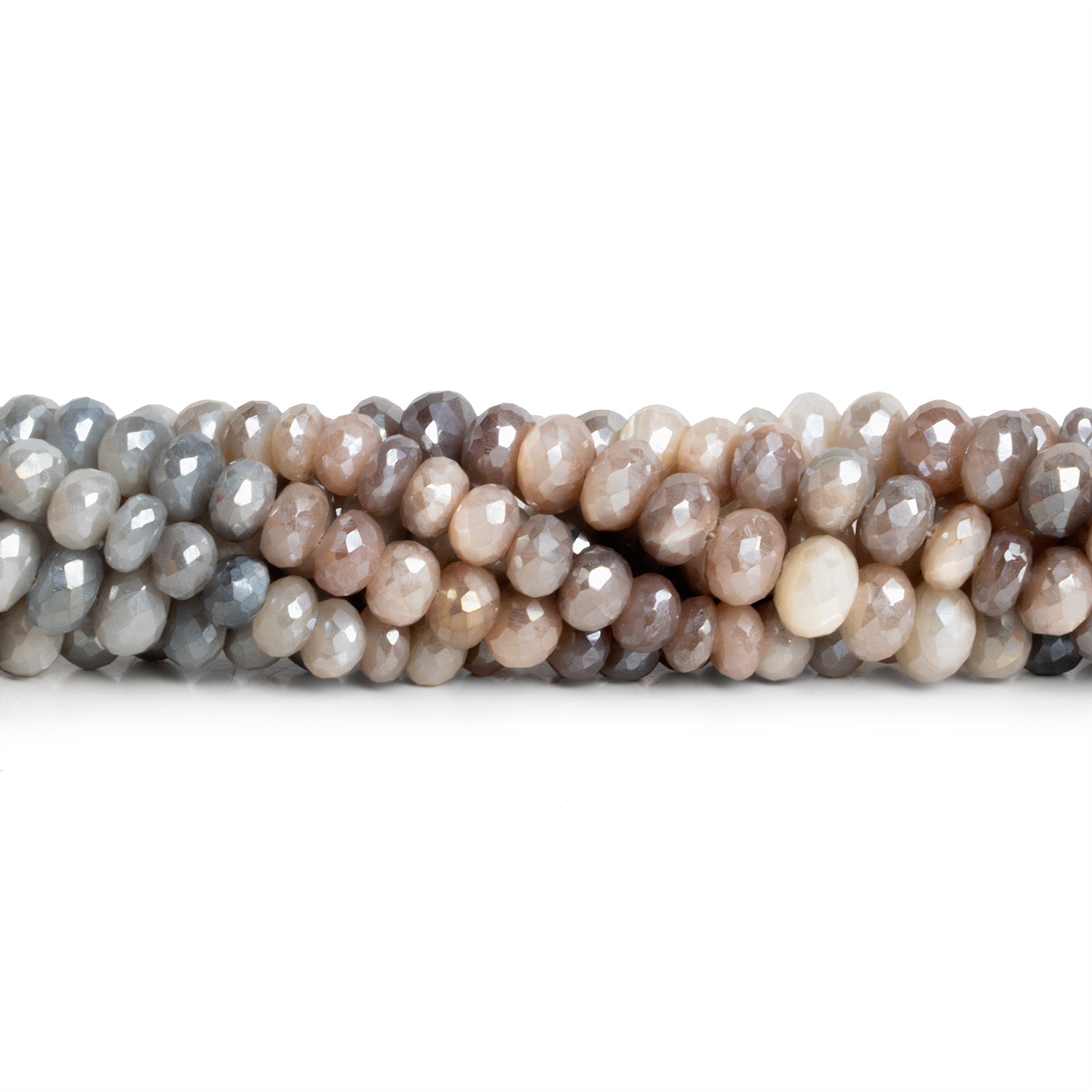 5 - 7mm Mystic Multi Moonstone Faceted Rondelles 8 inch 41 beads - The Bead Traders