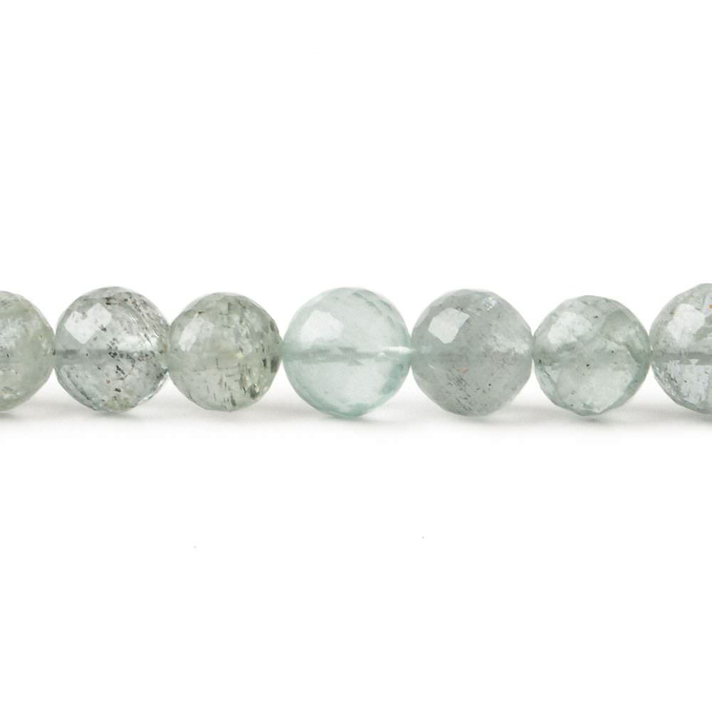 5 - 8mm Moss Aquamarine Faceted Rounds 8 inch 38 beads - The Bead Traders