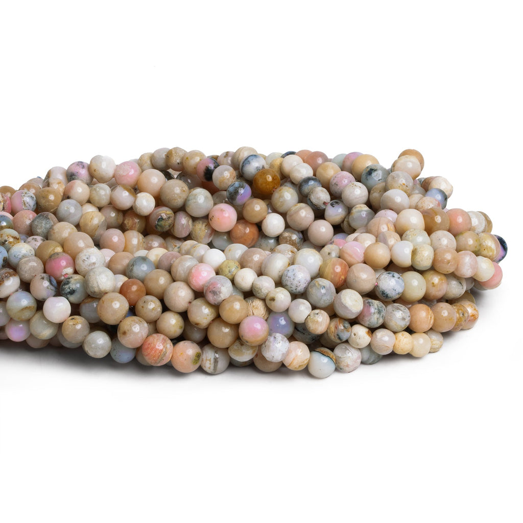 5-9mm Pink Peruvian Opal Handcut Rounds 16 inch 40 beads - The Bead Traders
