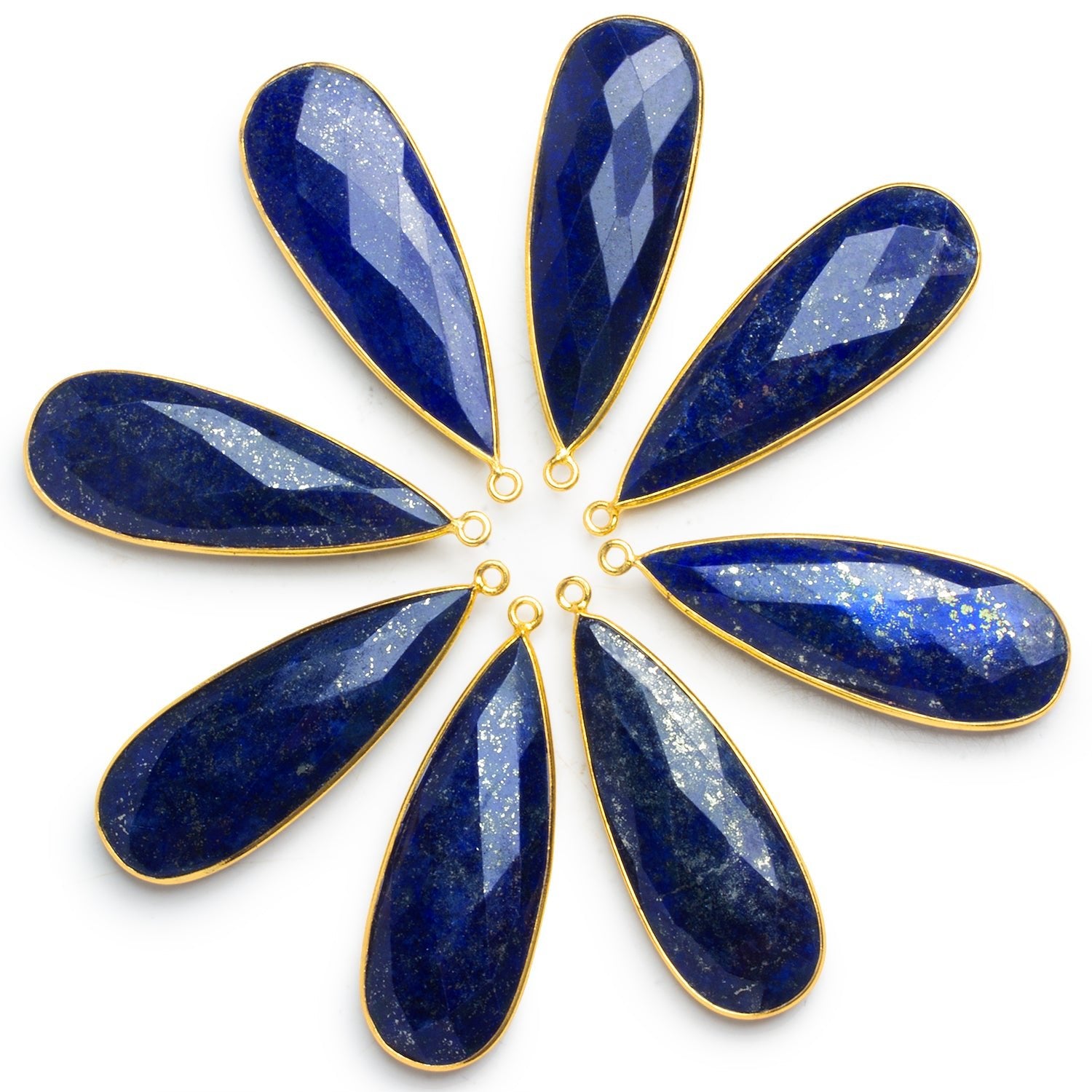 50x17mm Vermeil Bezeled Lapis Lazuli Pear Pendant 1 Bead - The Bead Traders