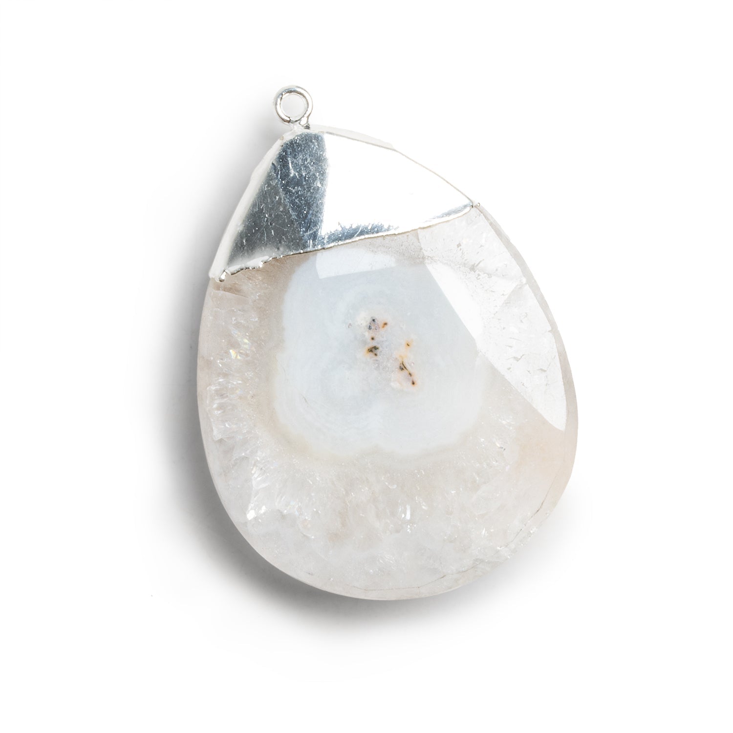50x35mm Silver Leafed Solar Quartz Pear Pendant 1 Bead - The Bead Traders