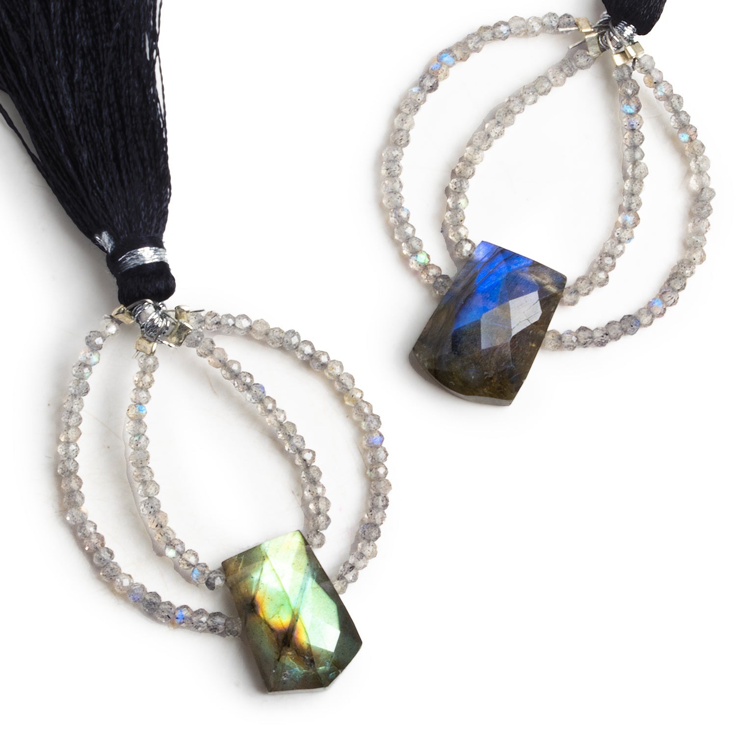 50x40mm Labradorite Double - Drilled Fancy Focal Beads 1 Piece - The Bead Traders