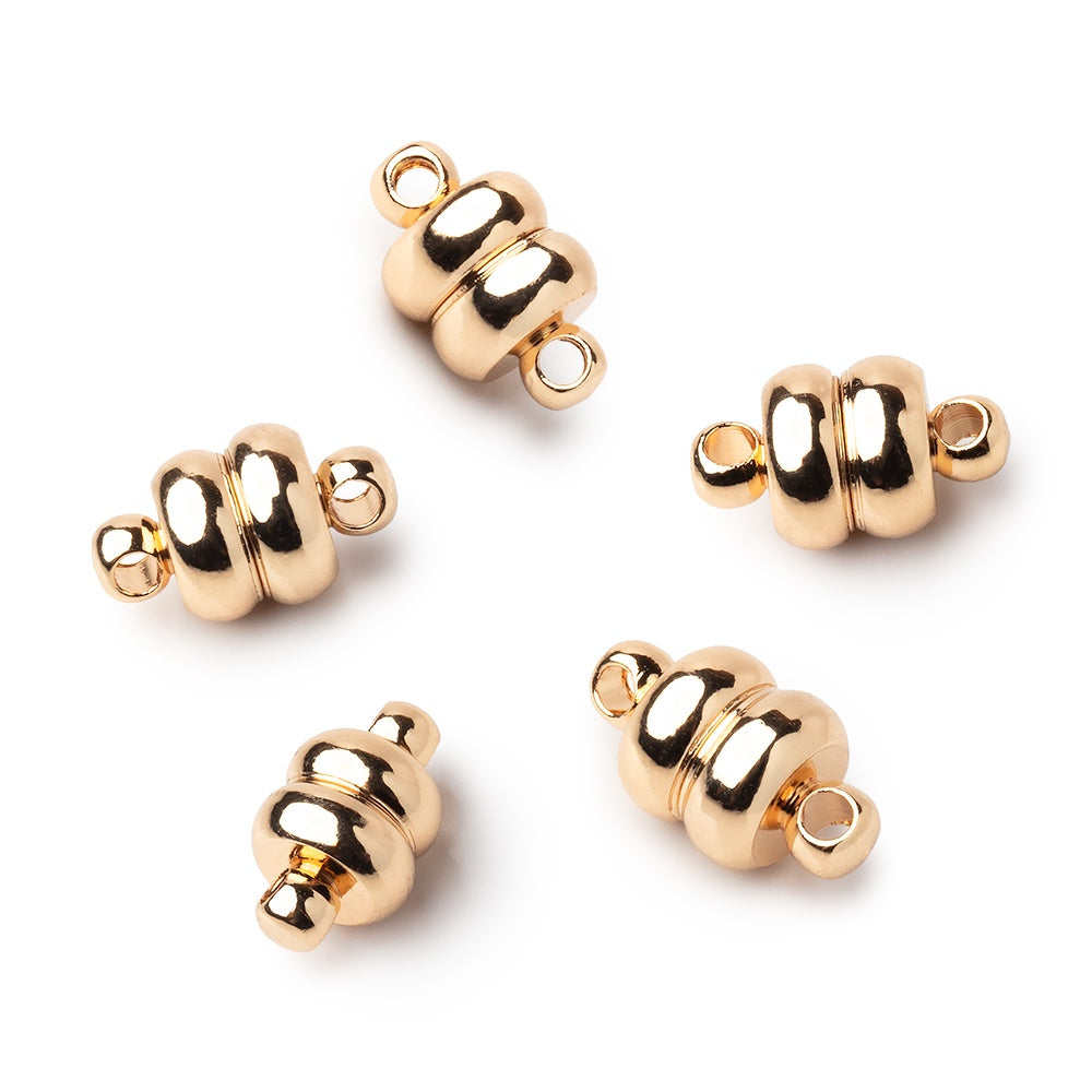 7mm Honey Gold plated Magnetic Clasp Set of 5 pieces - TheBeadTraders.com