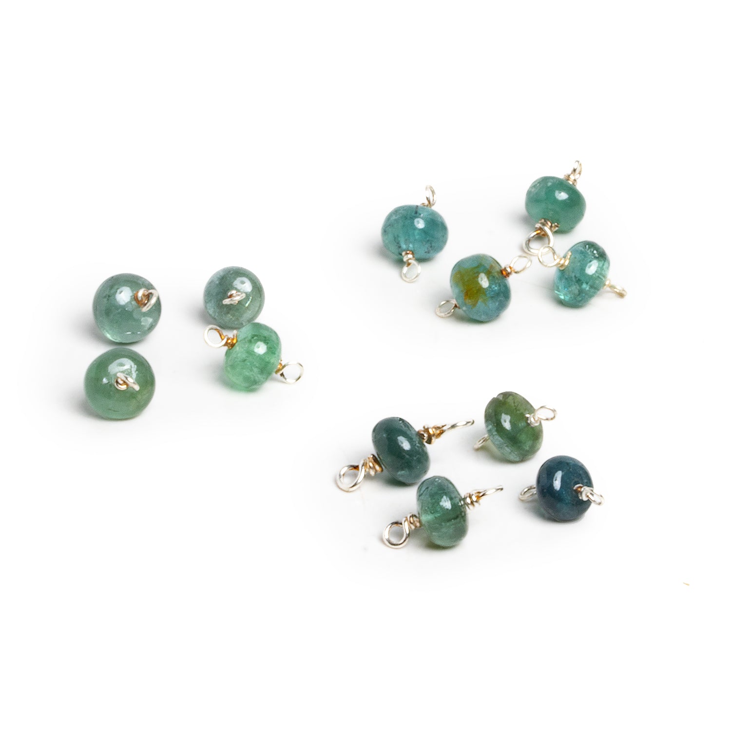 5mm Blue - Green Tourmaline Wire - Wrapped Focal Connectors 4 Pieces - The Bead Traders