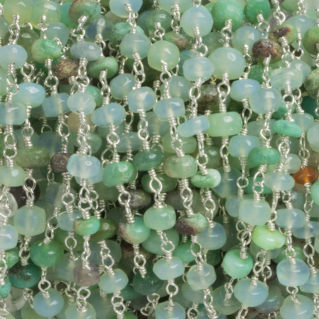 5mm Chrysoprase Rondelle Silver Chain 32 beads - The Bead Traders