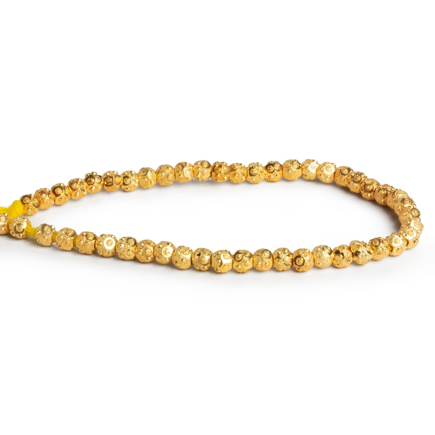 5mm Gold Plated Brass Diamond Cut Rounds 8 inch 47 beads - The Bead Traders