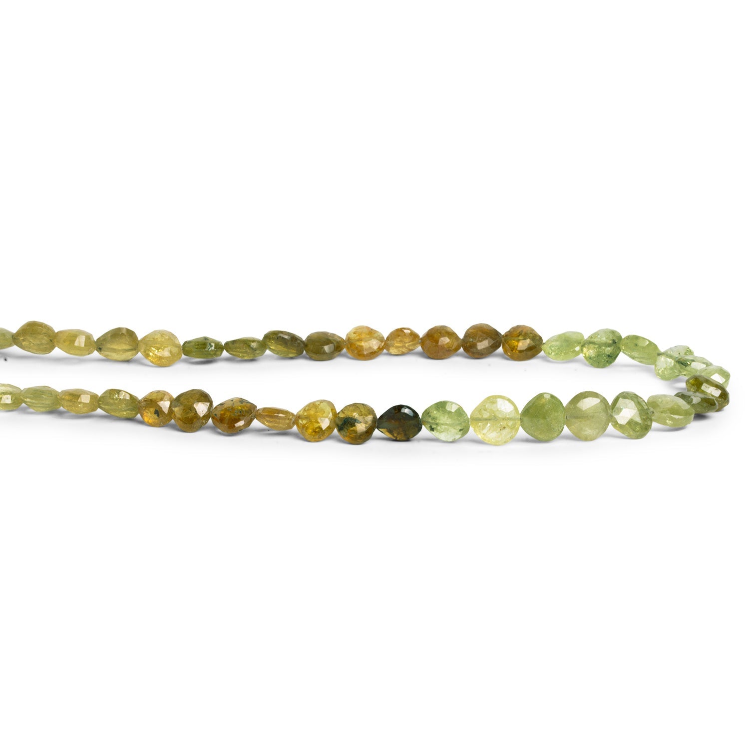 5mm Green Grossular Garnet Faceted Hearts 8.5 inch 40 beads - The Bead Traders