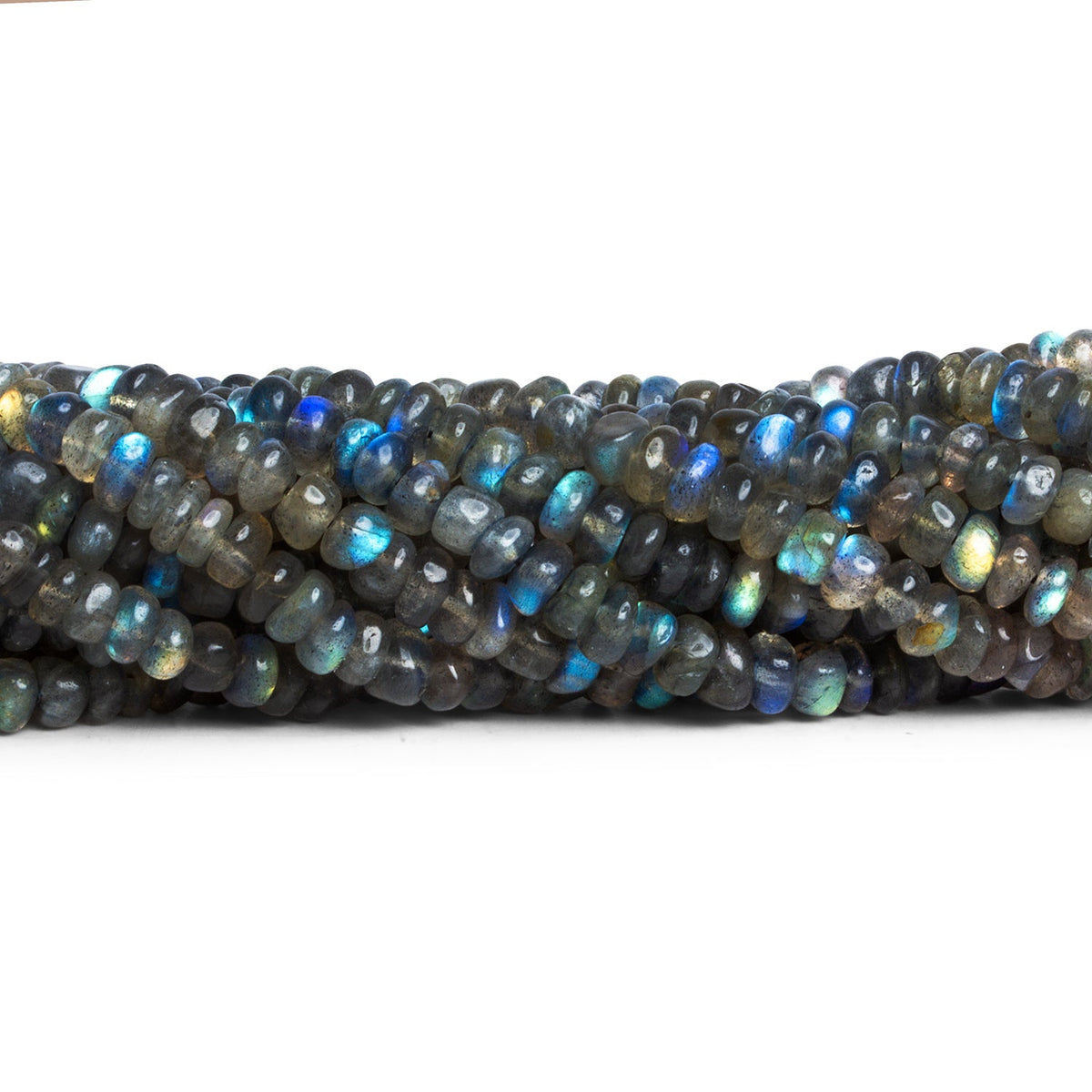 5mm Labradorite Handcut Plain Rondelles 12 inch 110 beads - The Bead Traders