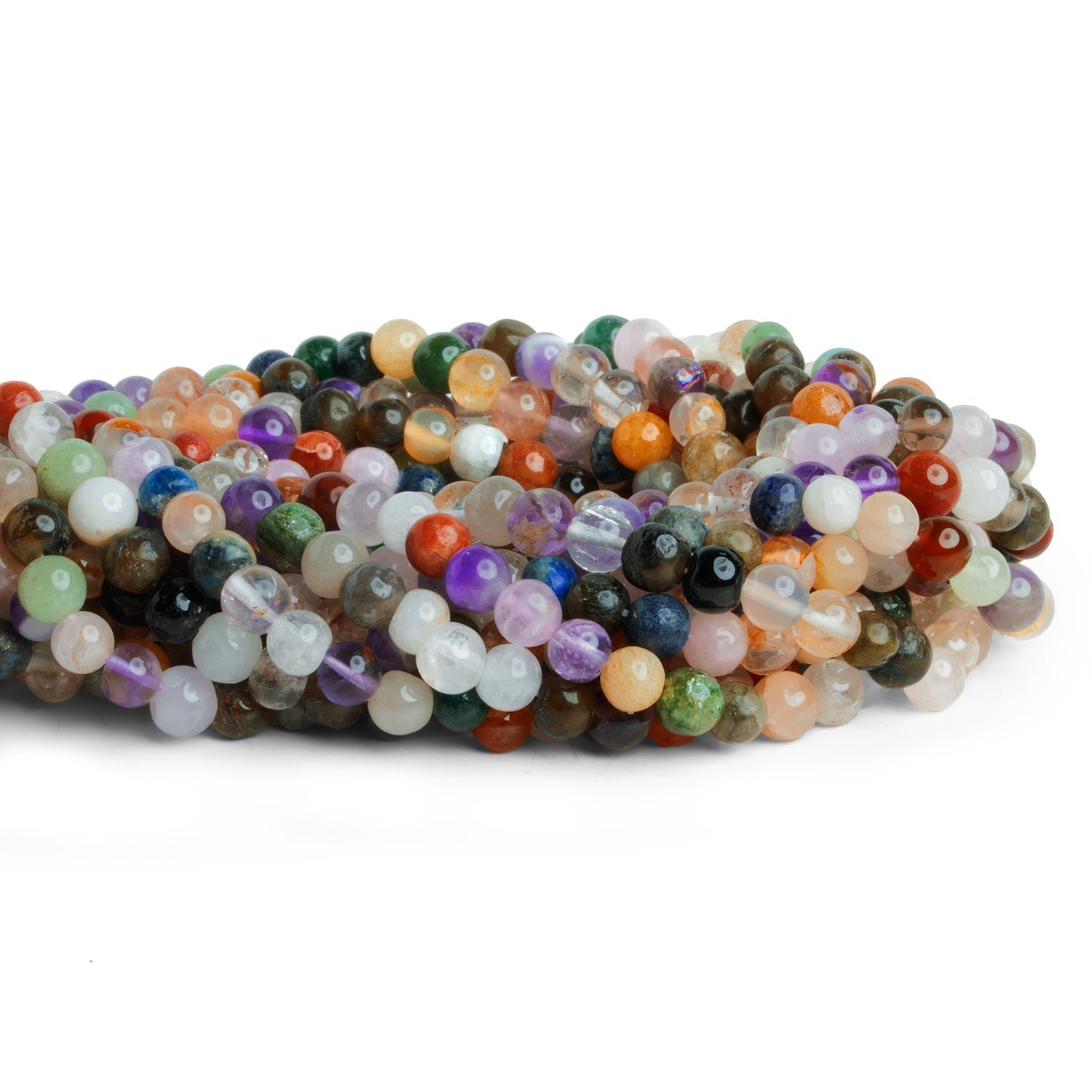 5mm Multi Gemstone Handcut Rounds 12 inch 61 beads - The Bead Traders