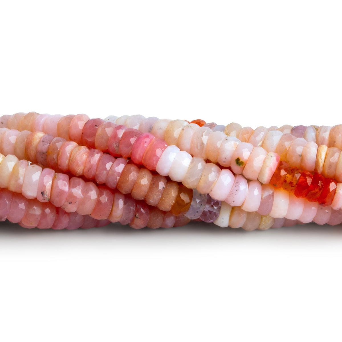 5mm Multi Pink Peruvian Opal Heishis 15 inch 175 beads - The Bead Traders