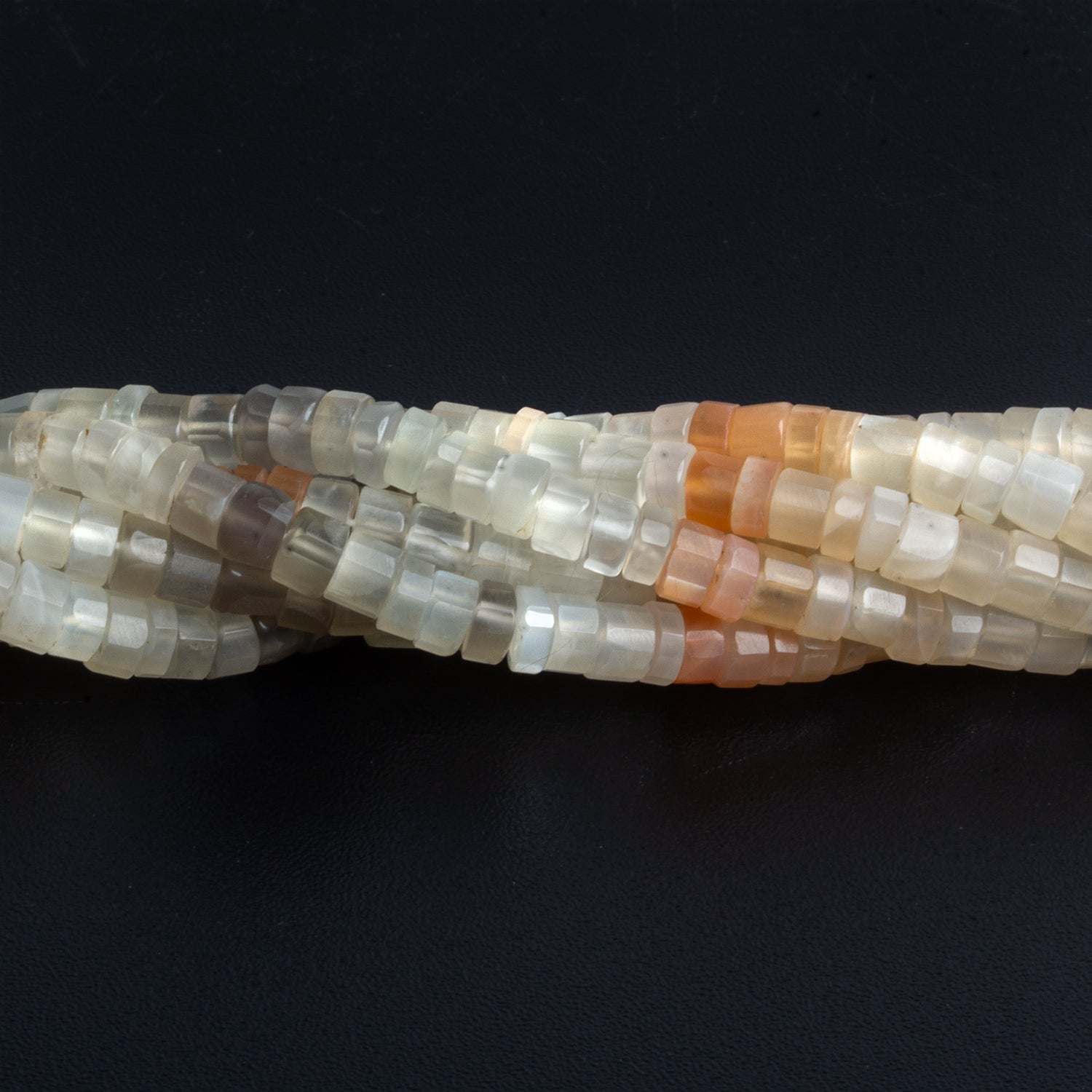 5mm Multicolor Moonstone Plain Heishis 12 inch 90 beads - The Bead Traders