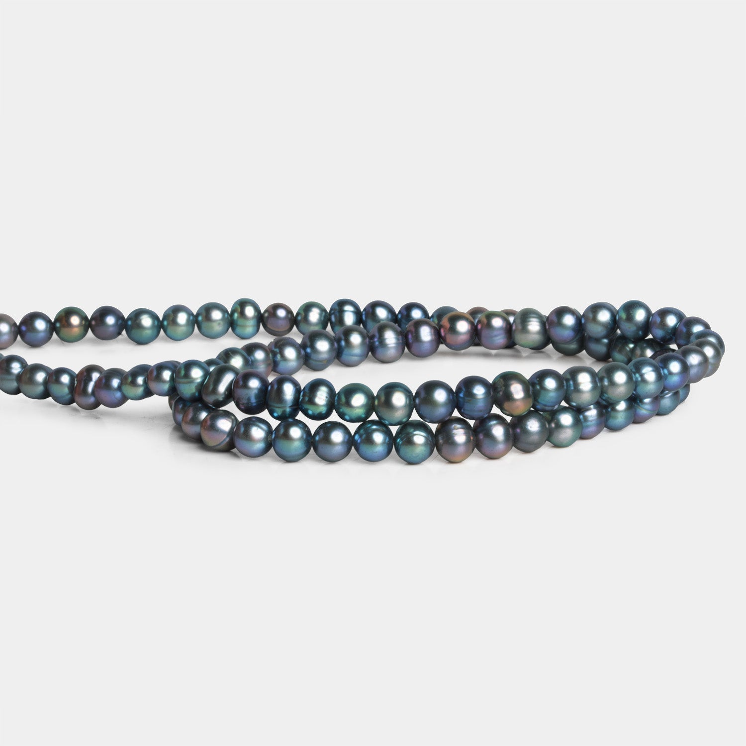 5mm Peacock Off Round Pearls 16 inch 81 beads - The Bead Traders