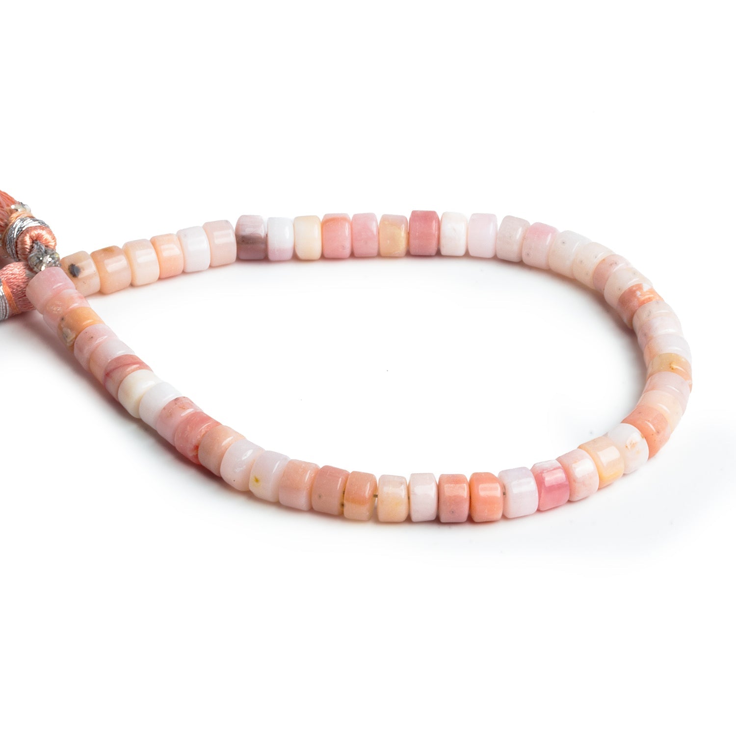 5mm Pink Peruvian Opal Plain Heishis 7.5 inch 53 beads - The Bead Traders