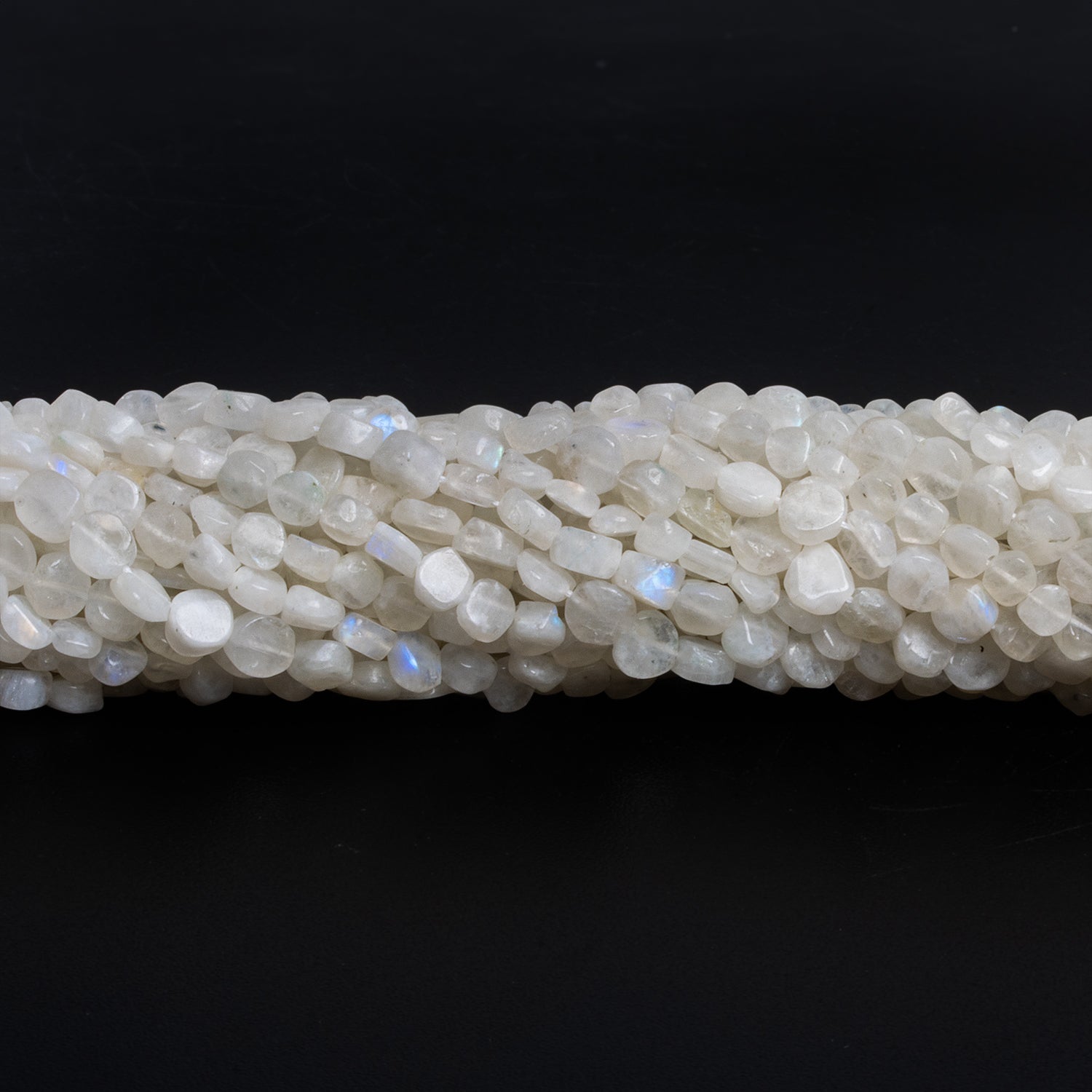 5mm Rainbow Moonstone Handcut Coins 12 inch 60 beads - The Bead Traders