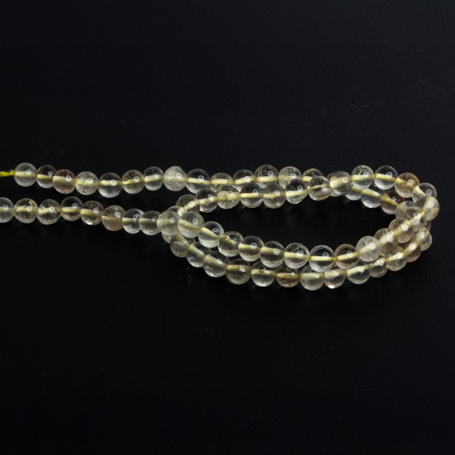 5mm Rutilated Quartz Plain Rounds 12 inch 60 beads - The Bead Traders