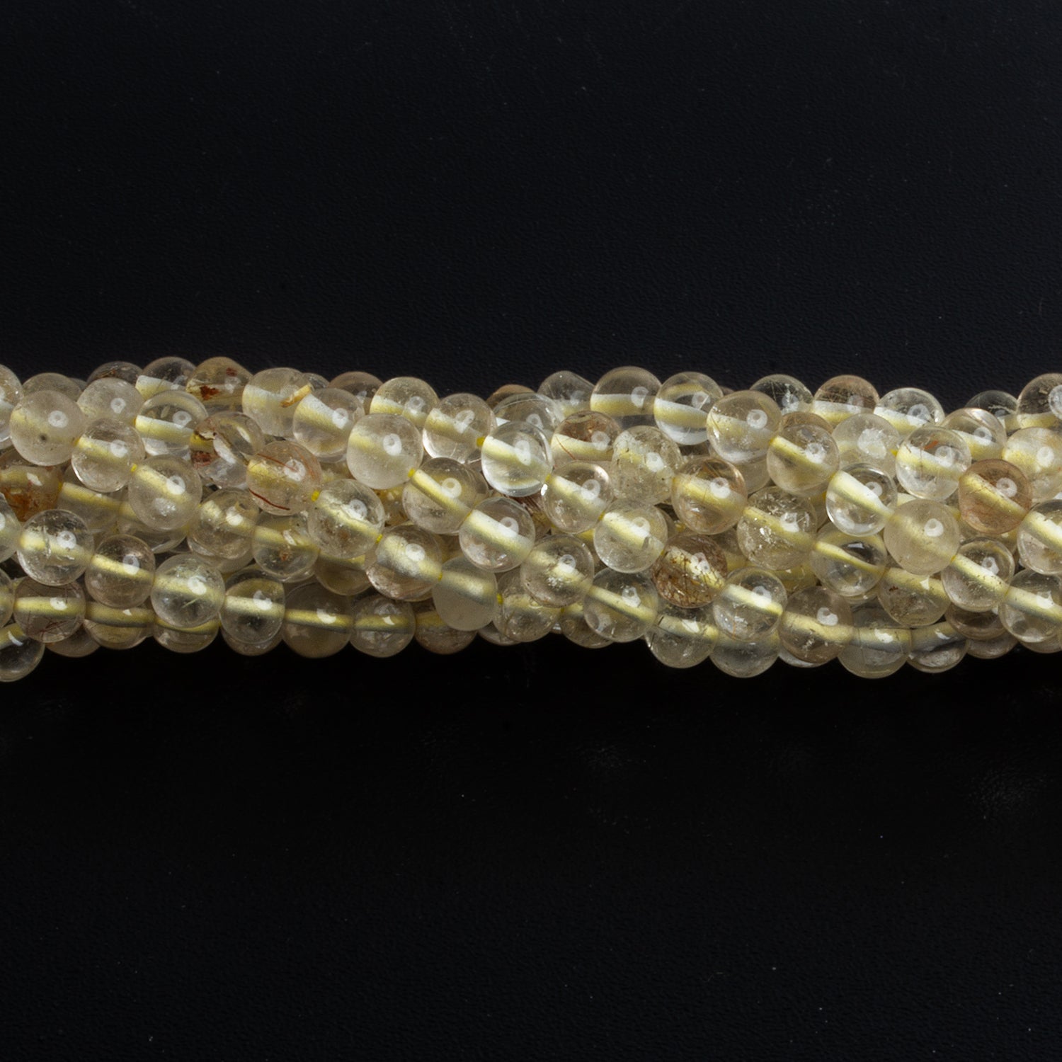 5mm Rutilated Quartz Plain Rounds 12 inch 60 beads - The Bead Traders