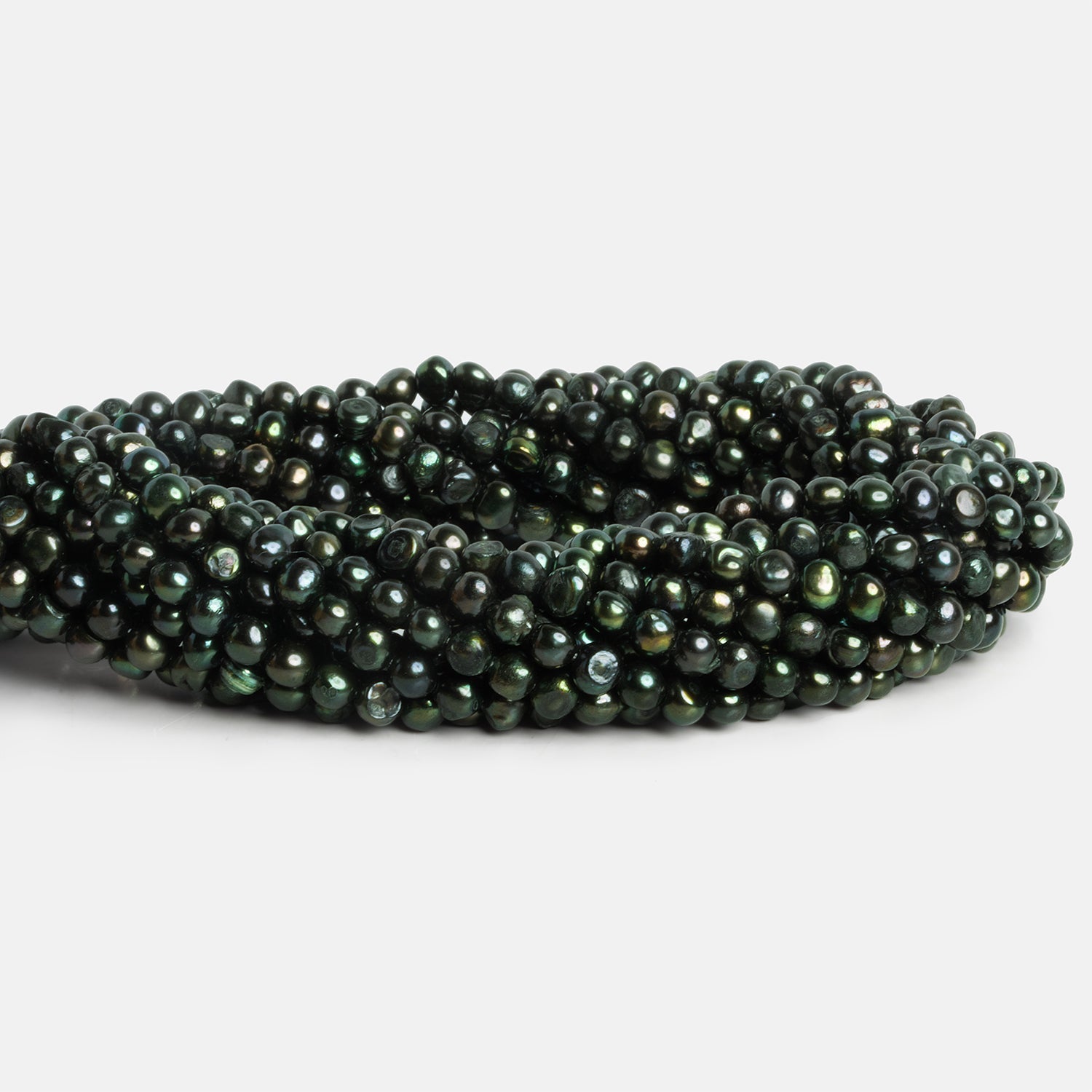 5mm Sage Green Baroque Pearls 16 inch 85 beads - The Bead Traders