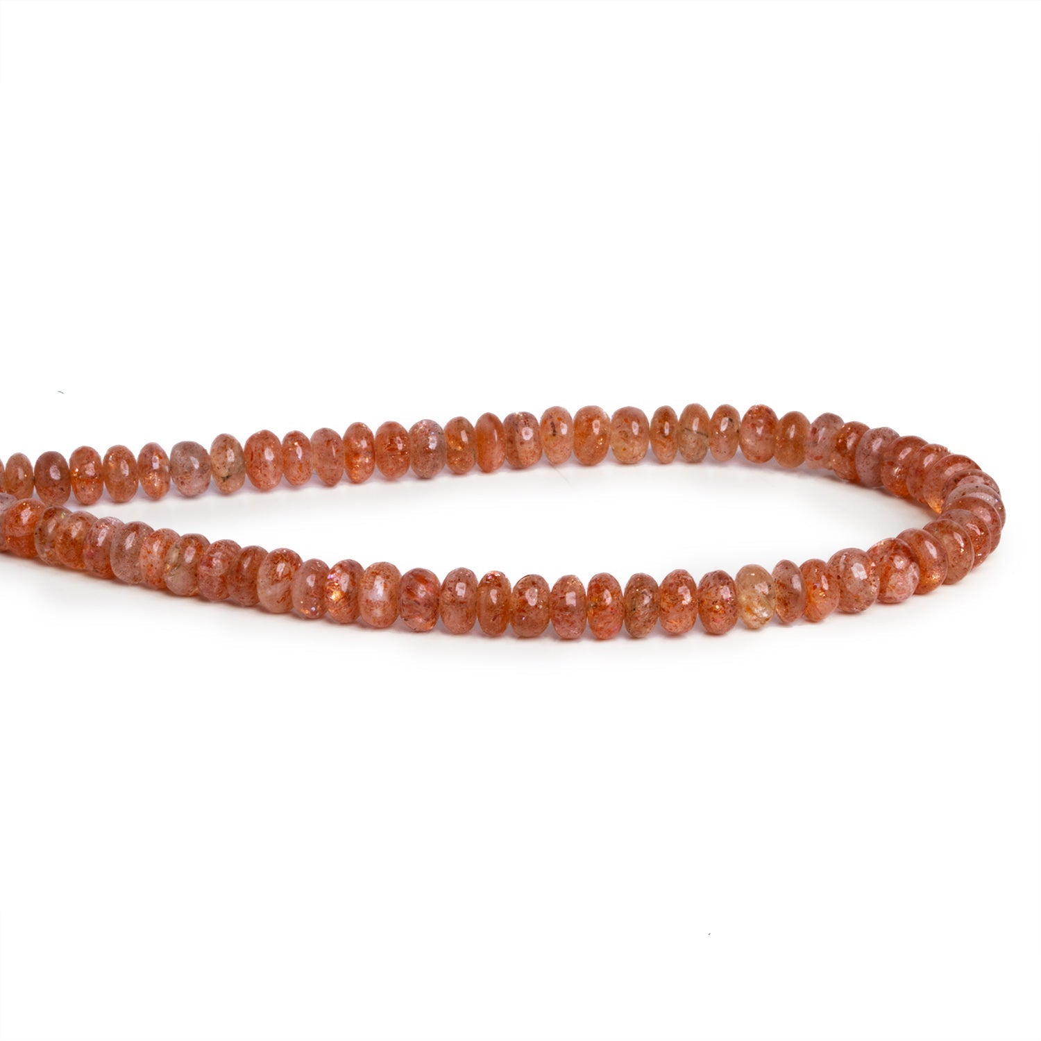 5mm Sunstone Plain Rondelles 8 inch 55 beads - The Bead Traders