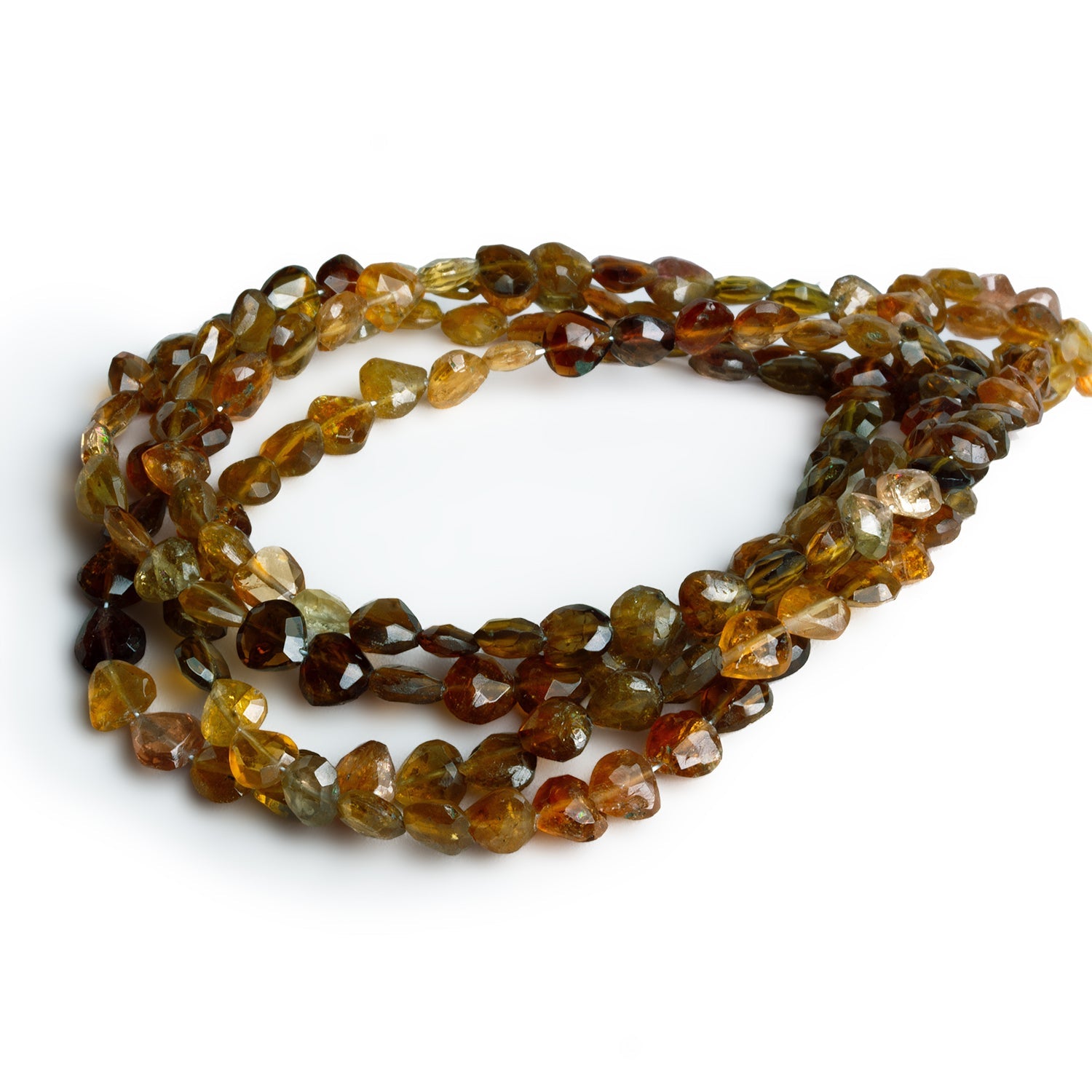 5mm Tourmaline Faceted Hearts 16 inch 75 beads - The Bead Traders