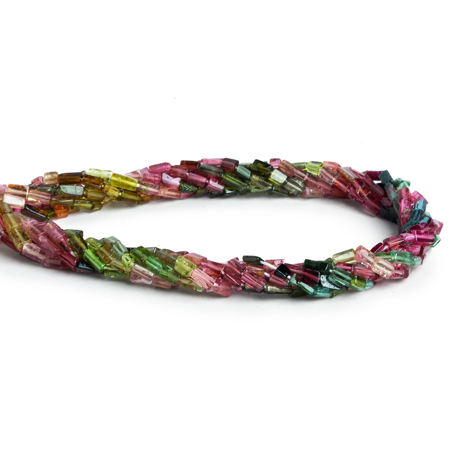5x3mm Multicolor Tourmaline Plain Rectangles 14 inch 80 beads - The Bead Traders