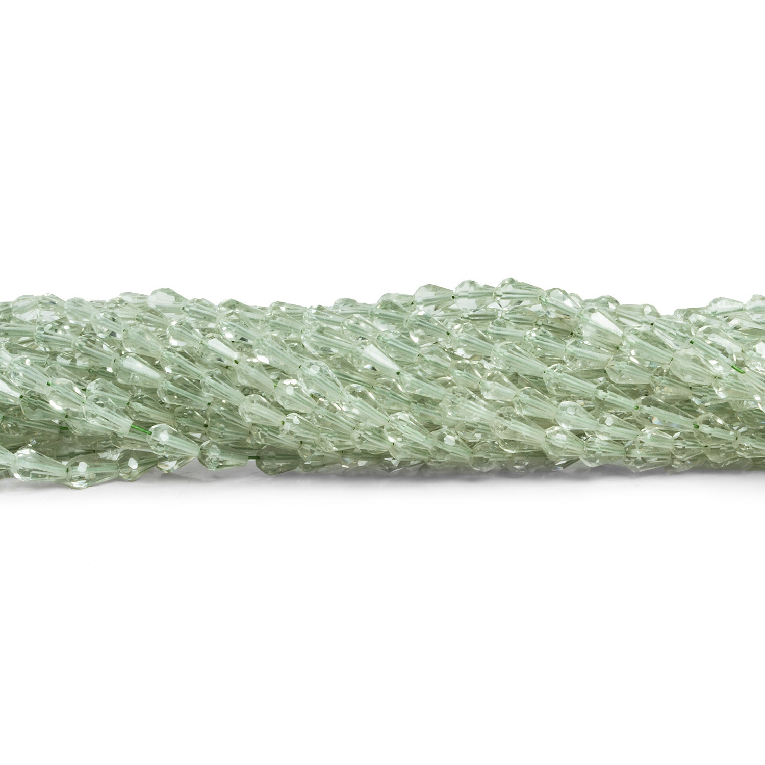 5x3mm Prasiolite Faceted Teardrops 14 inch 85 beads - The Bead Traders