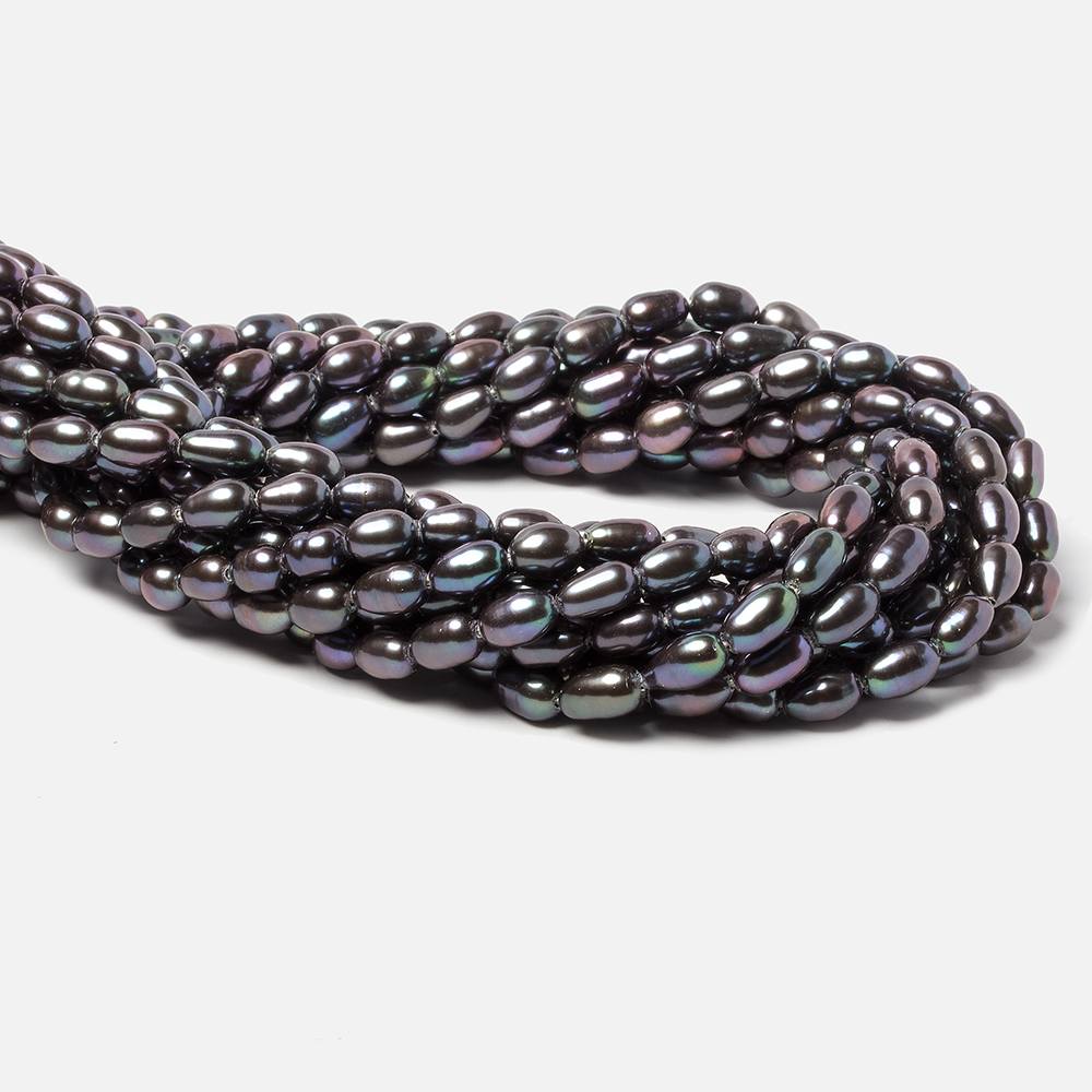 5x4mm Grey Peacock Oval Pearls 15 inch 57 beads - The Bead Traders