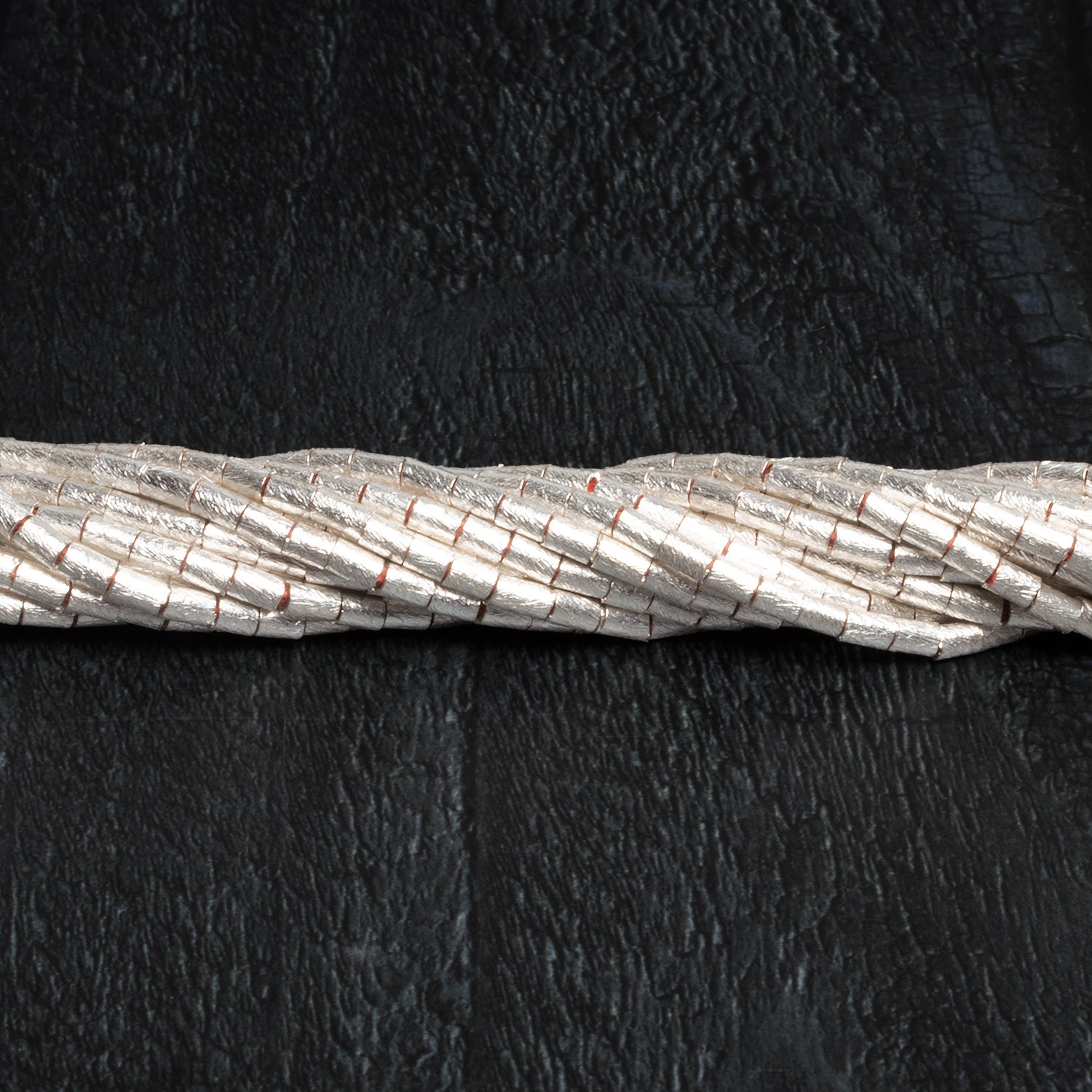 5x4mm Sterling Silver plated Copper Tubes 8 inch 49 beads - The Bead Traders