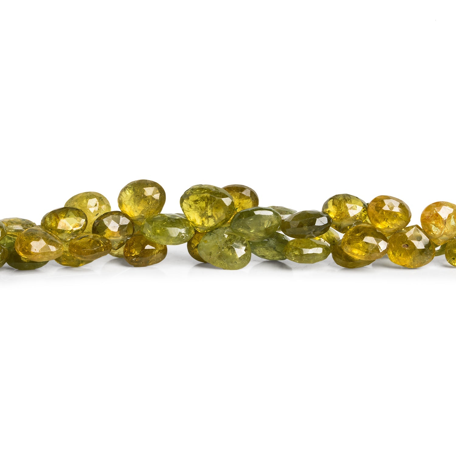 5x6mm - 8x7mm Idocrase Faceted Hearts 8 inch 43 beads - The Bead Traders