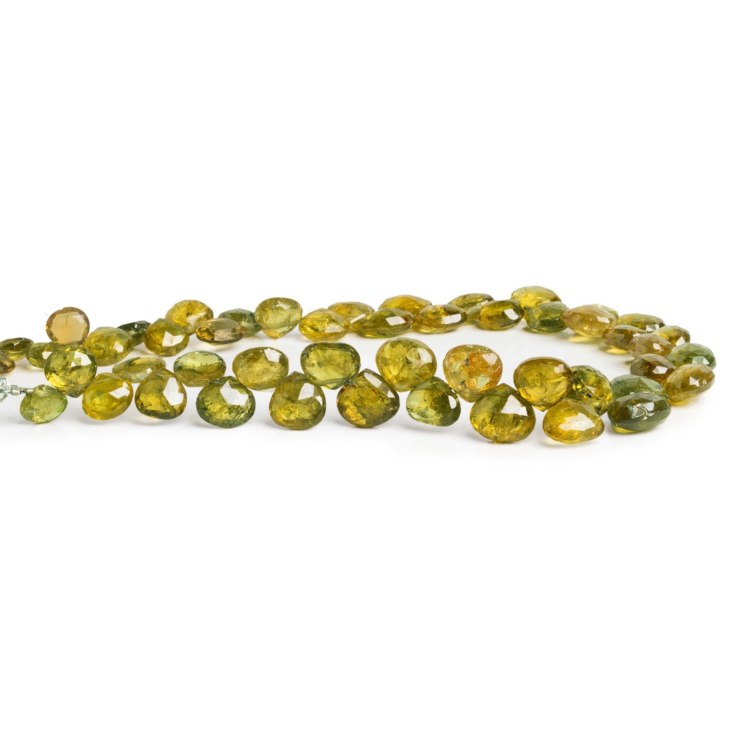 5x6mm - 8x7mm Idocrase Faceted Hearts 8 inch 43 beads - The Bead Traders