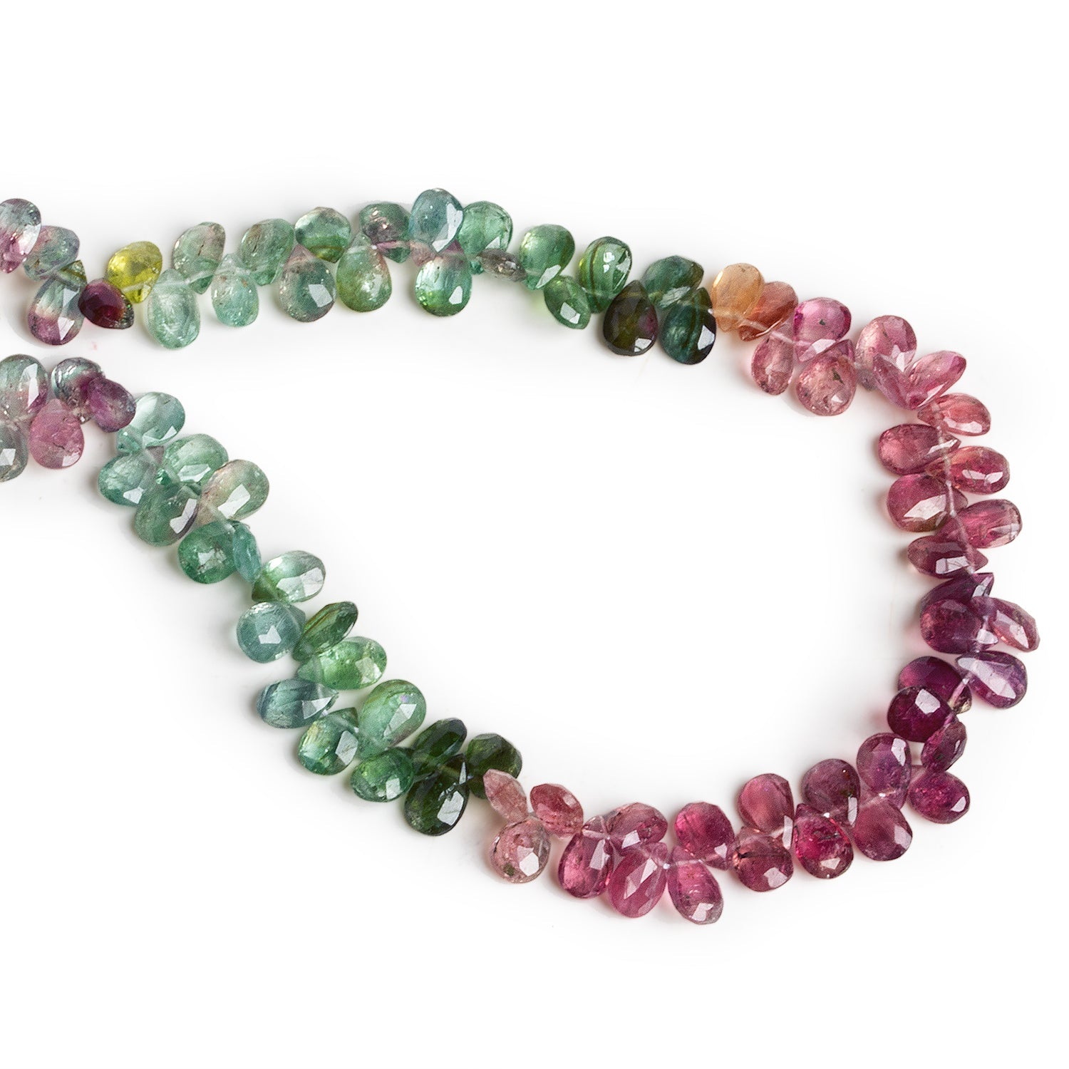 5x7mm Multi Color Tourmaline Faceted Pears 8 inch 95 beads - The Bead Traders