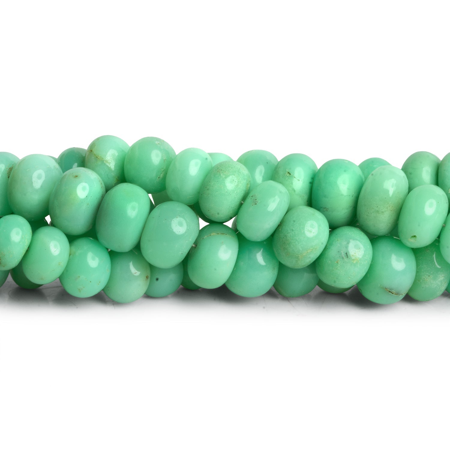 6 - 11mm Chrysoprase Plain Rondelles 16 inch 70 beads - The Bead Traders