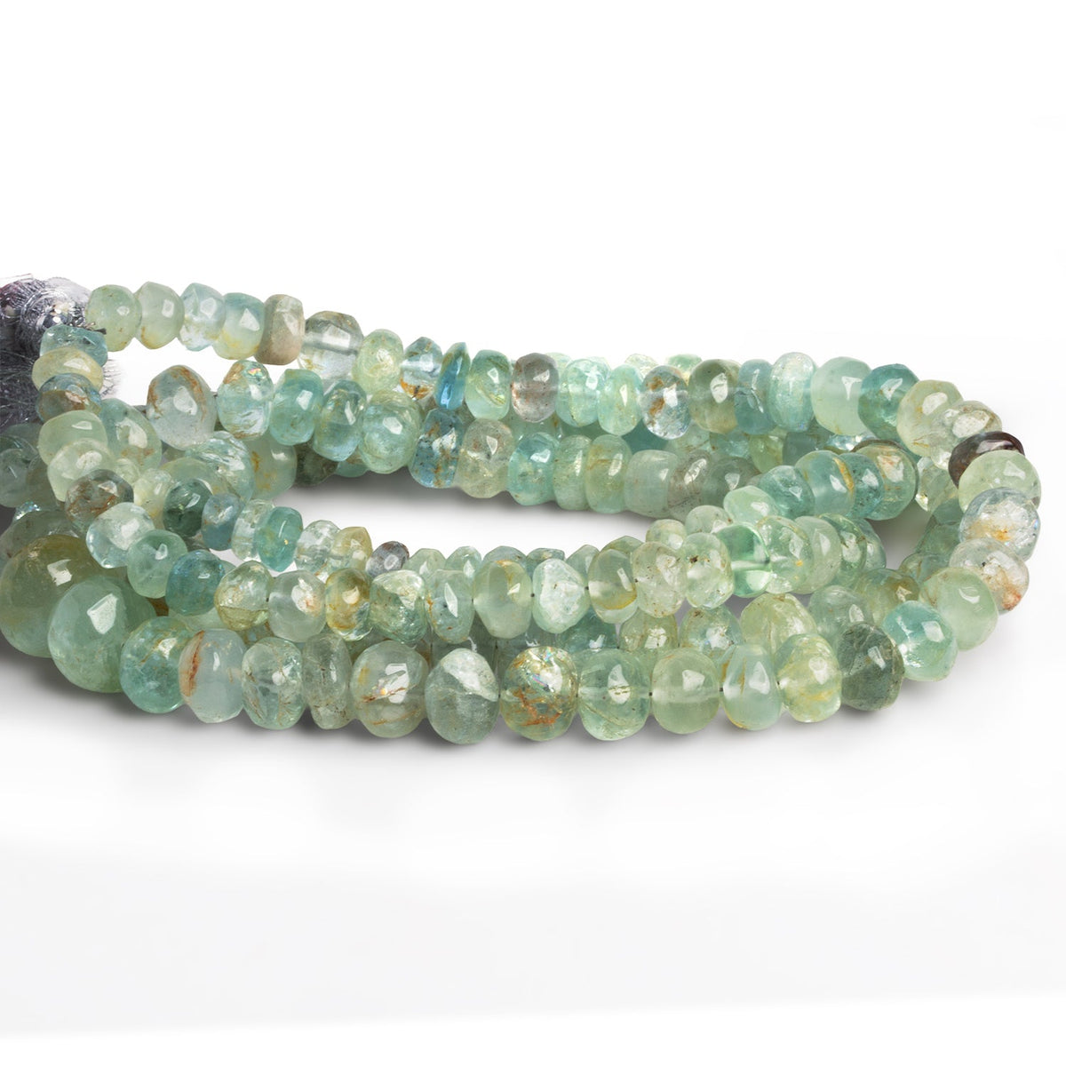 6-12mm Natural Aquamarine Plain Rondelles 16 inch 80 beads - The Bead Traders