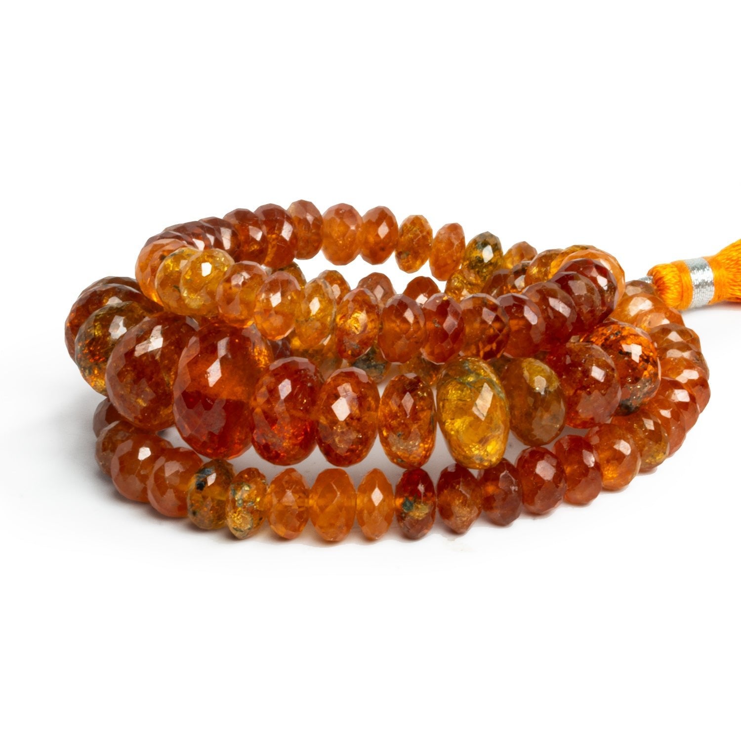 6 - 13mm Mandarin Garnet Faceted Rondelles 16 inch 90 beads - The Bead Traders