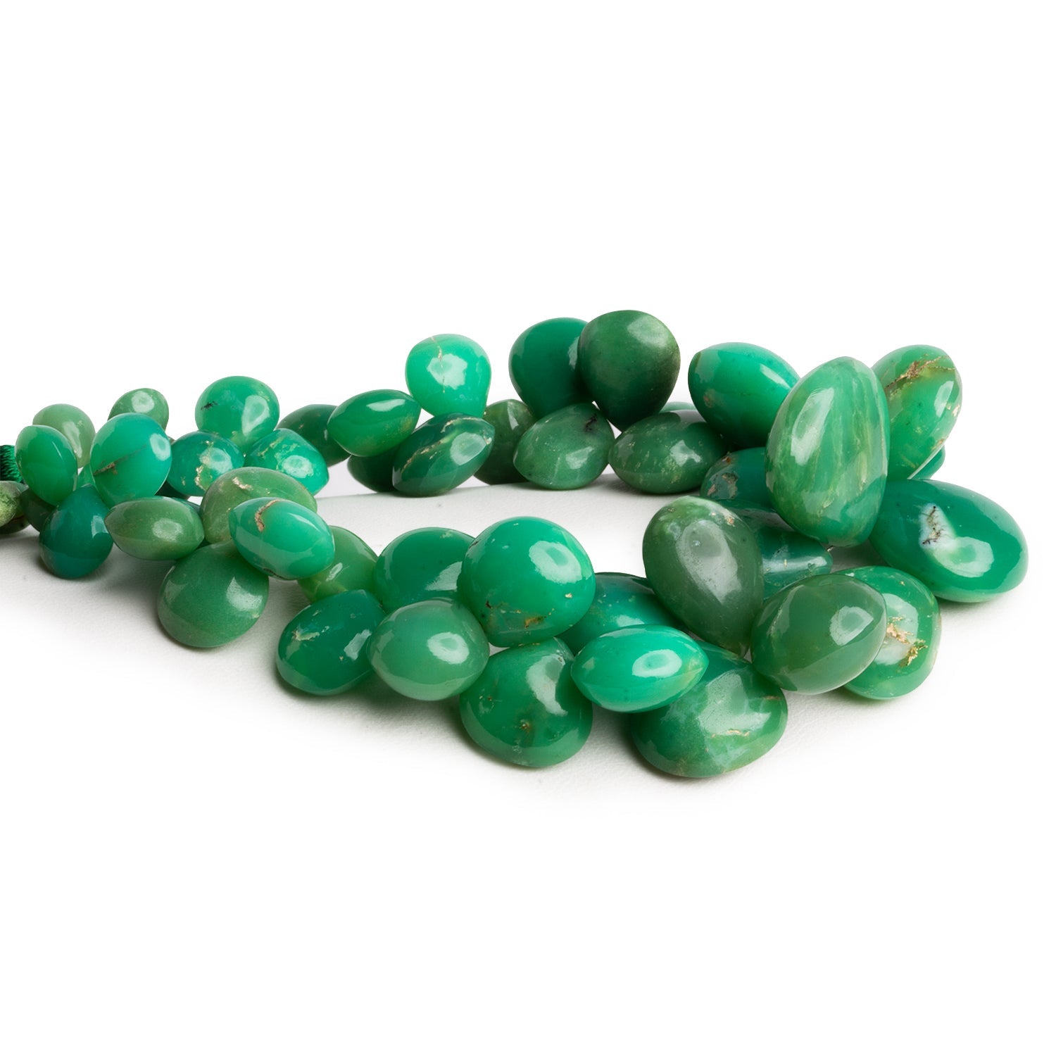 6 - 20mm Chrysoprase Hearts 8 inch 47 beads - The Bead Traders