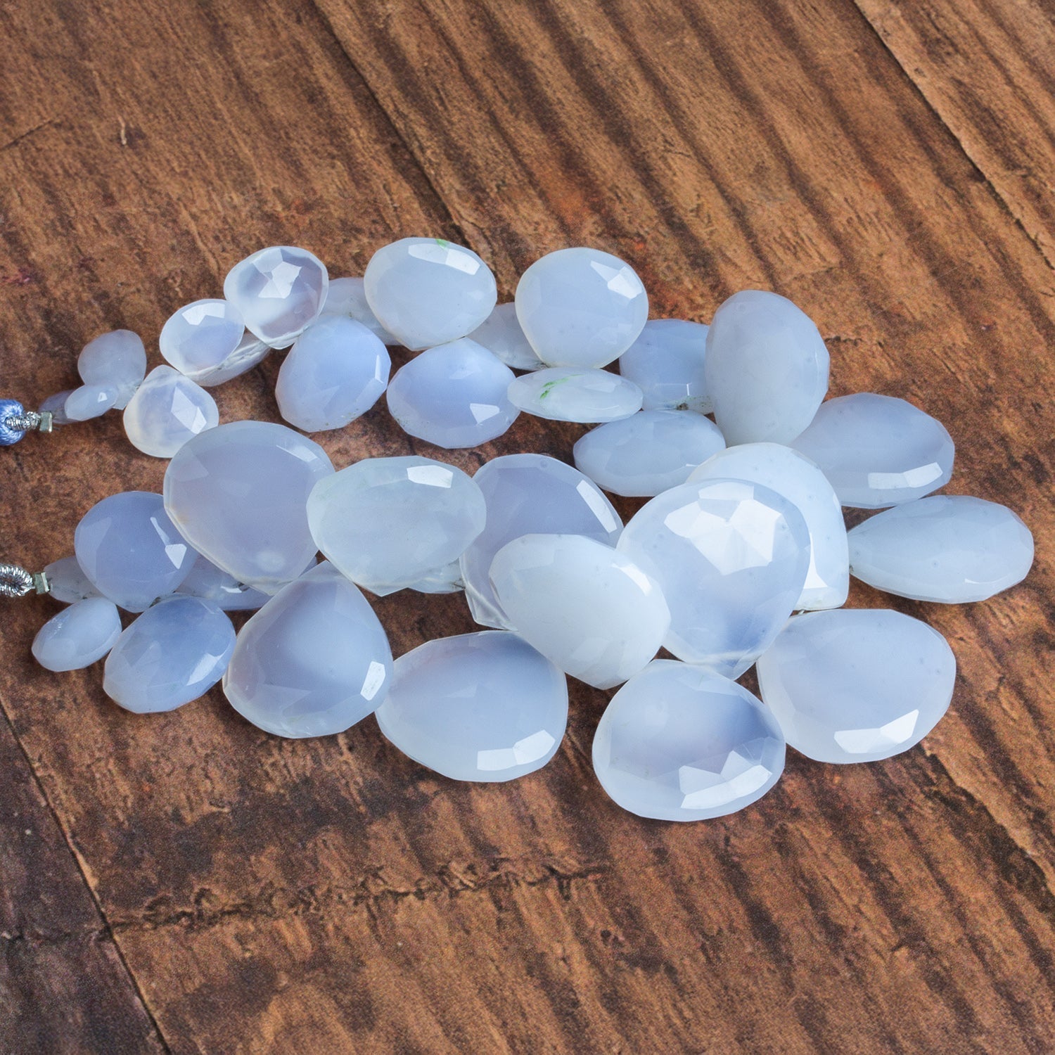 6 - 20mm Natural Turkish Chalcedony Faceted Hearts 8 inch 35 beads - The Bead Traders