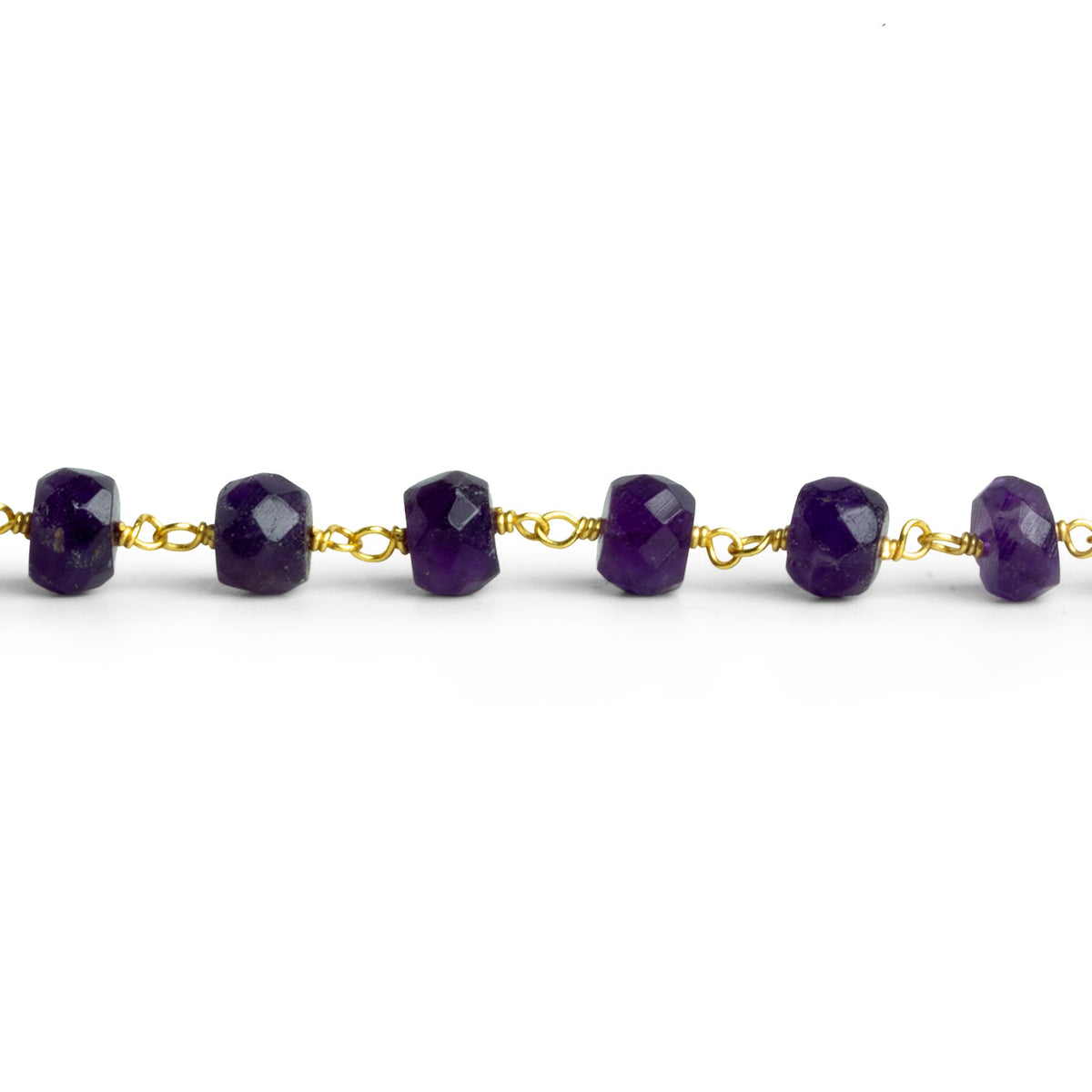 6-6.5mm Amethyst Rondelle Gold Chain 32 beads - The Bead Traders