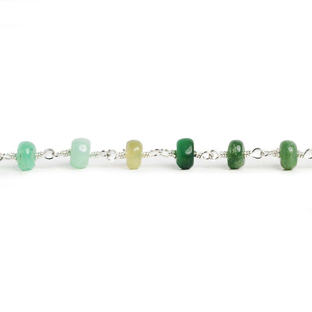 6-6.5mm Chrysoprase Rondelle Silver Chain 27 beads - The Bead Traders