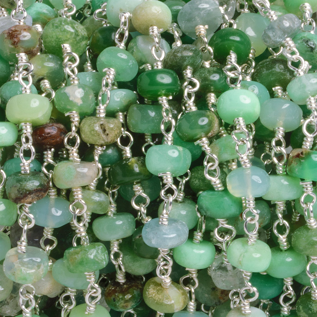 6-6.5mm Chrysoprase Rondelle Silver Chain 27 beads - The Bead Traders
