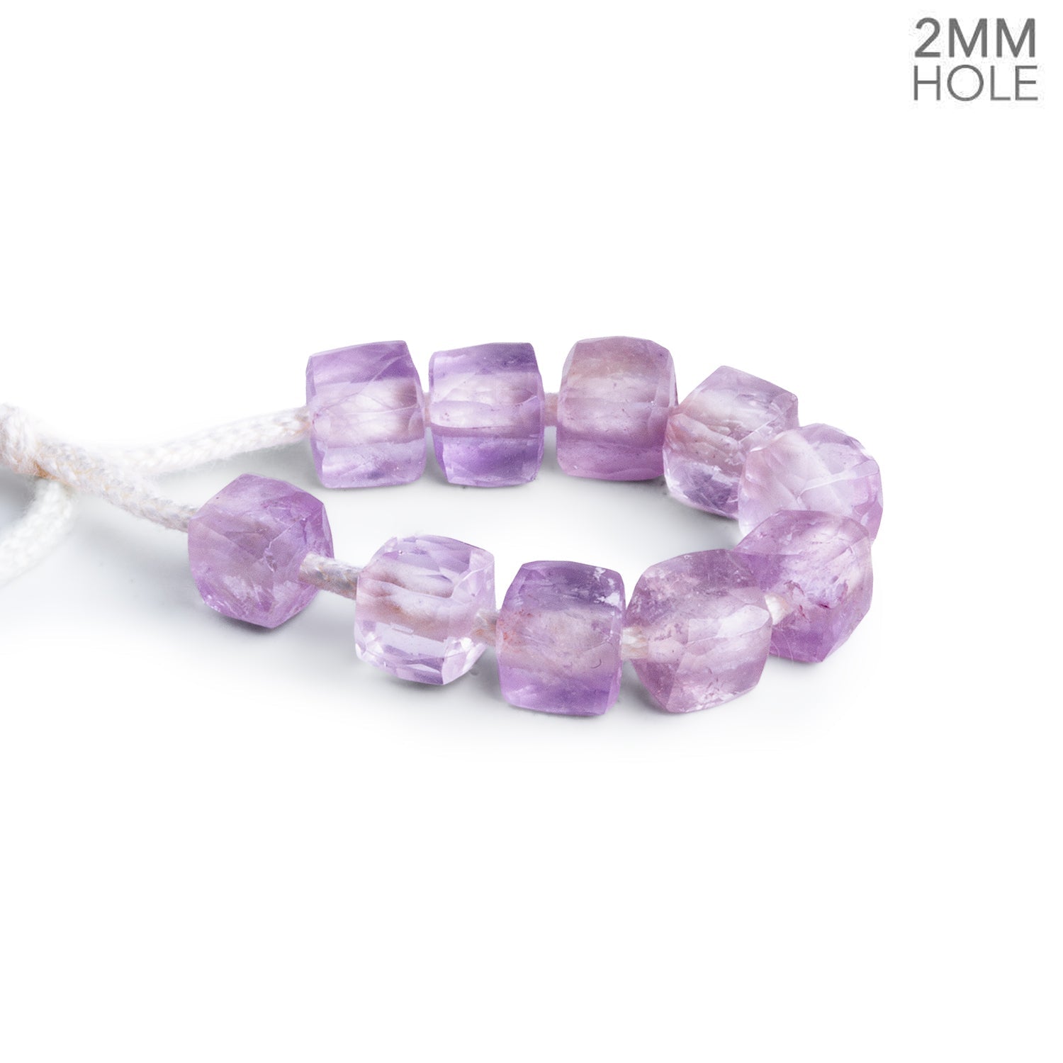 6-6.5mm Pink Amethyst 2mm Large Hole Cubes 10 beads - The Bead Traders
