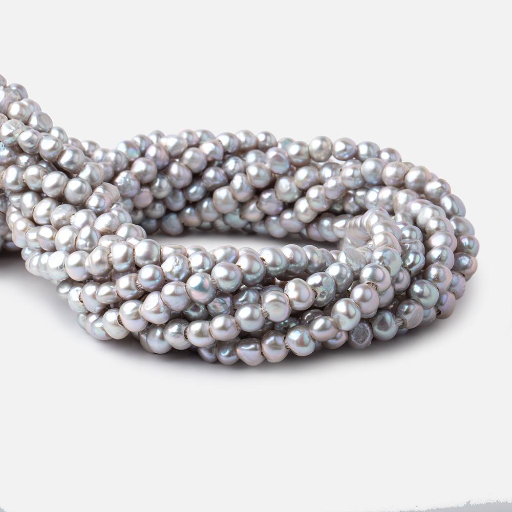 6 - 7 Warm Silver Baroque Large Hole Freshwater Pearls 16 inch 67pcs - The Bead Traders
